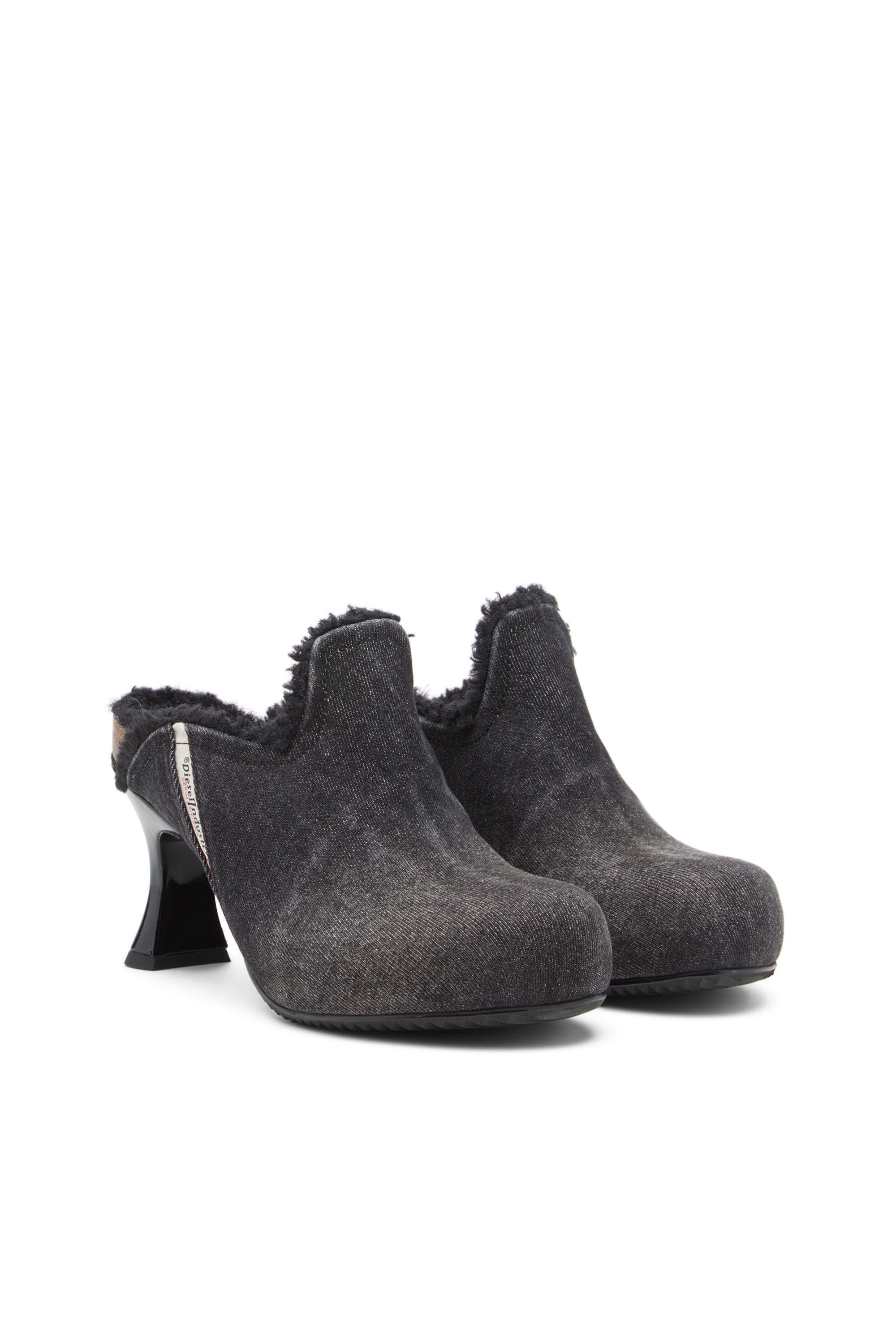 Diesel - D-WOODSTOCK ML W, Female's D-Woodstock-Plush-lined denim mules in ブラック - 2