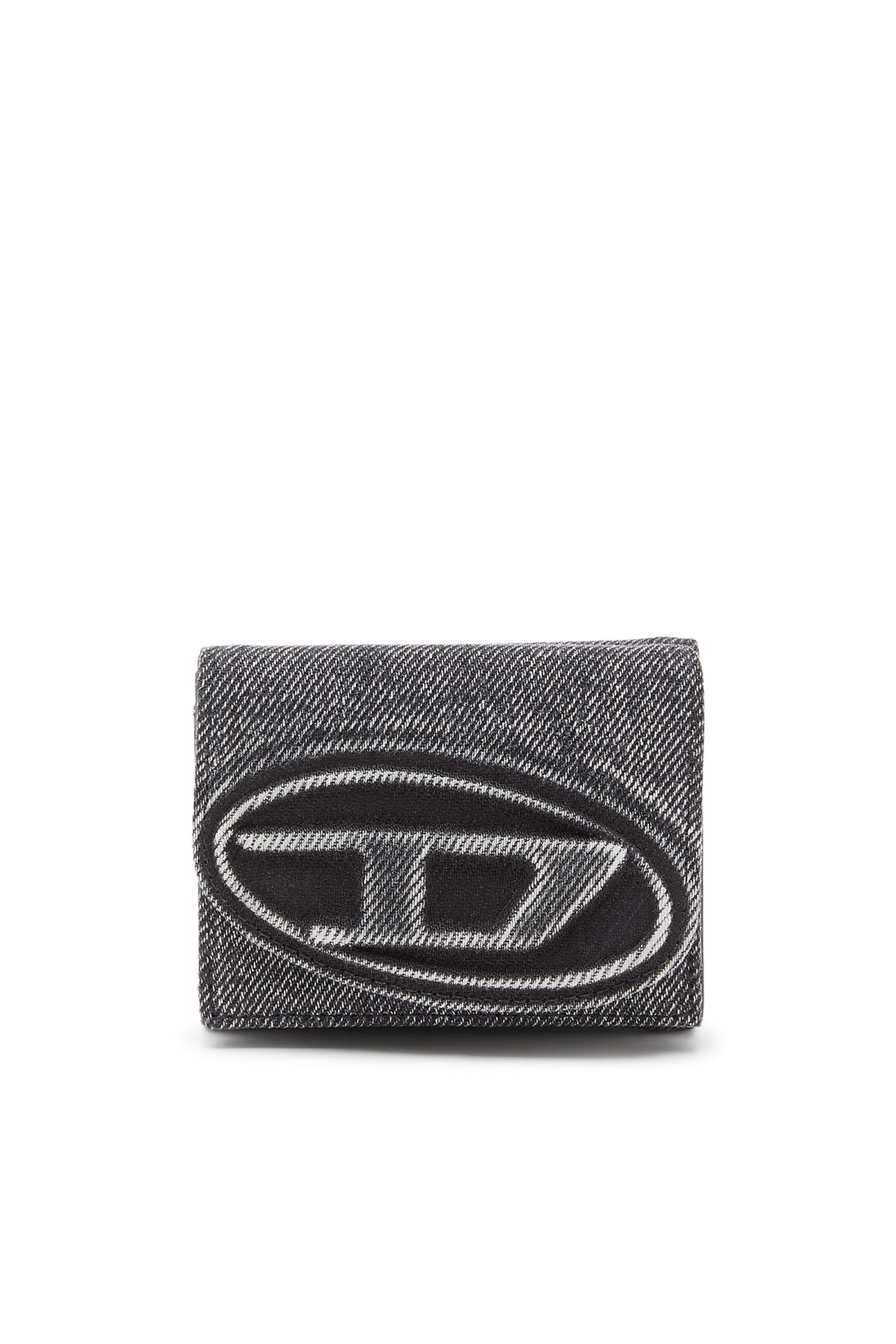 Diesel - 1DR TRI FOLD COIN XS II, Male's Tri-fold wallet in washed denim in ダークグレー - 1