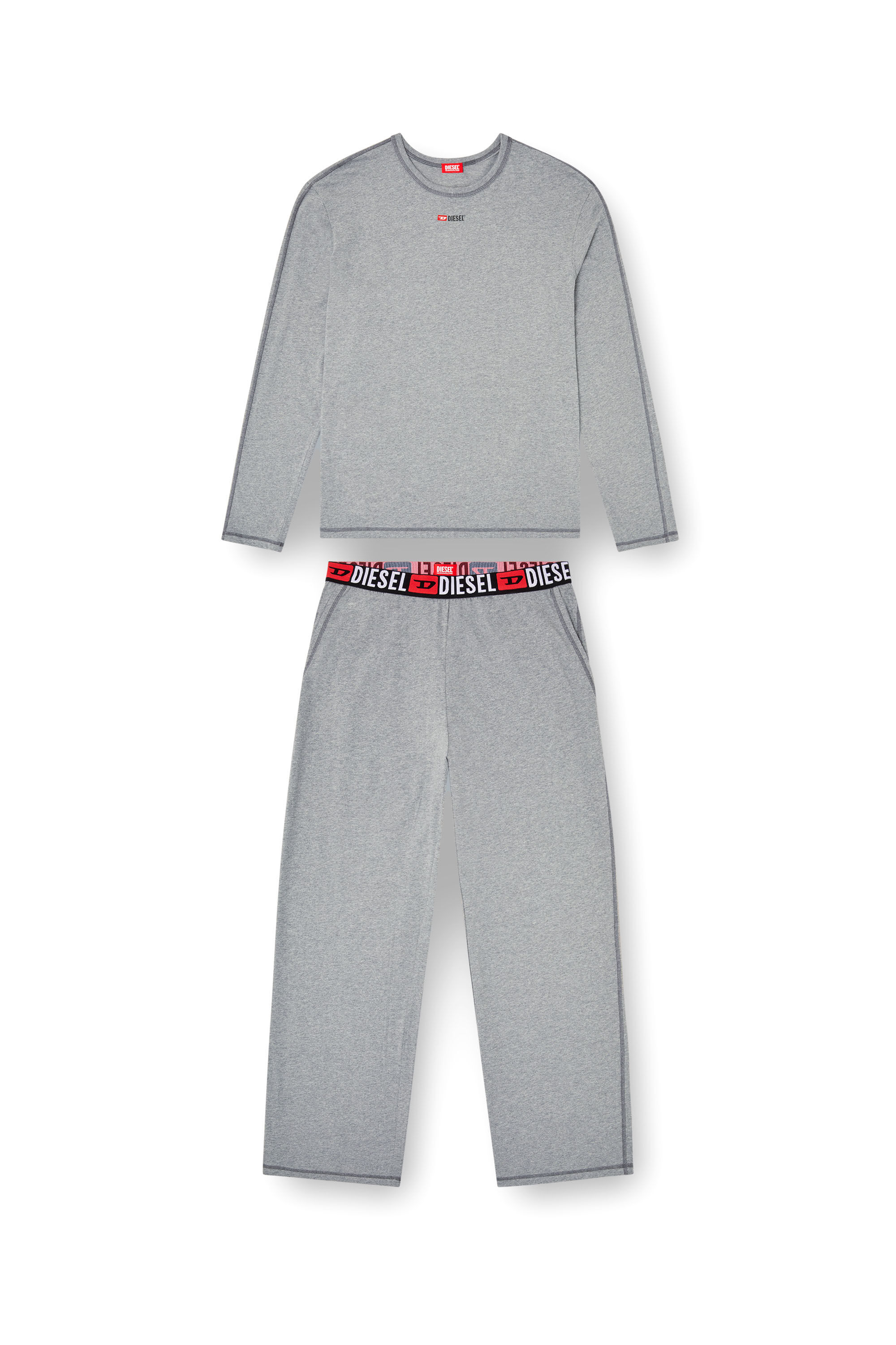 Diesel - SET-NOLAN-D-CORE, Male's Pajamas in cotton jersey in グレー - 4