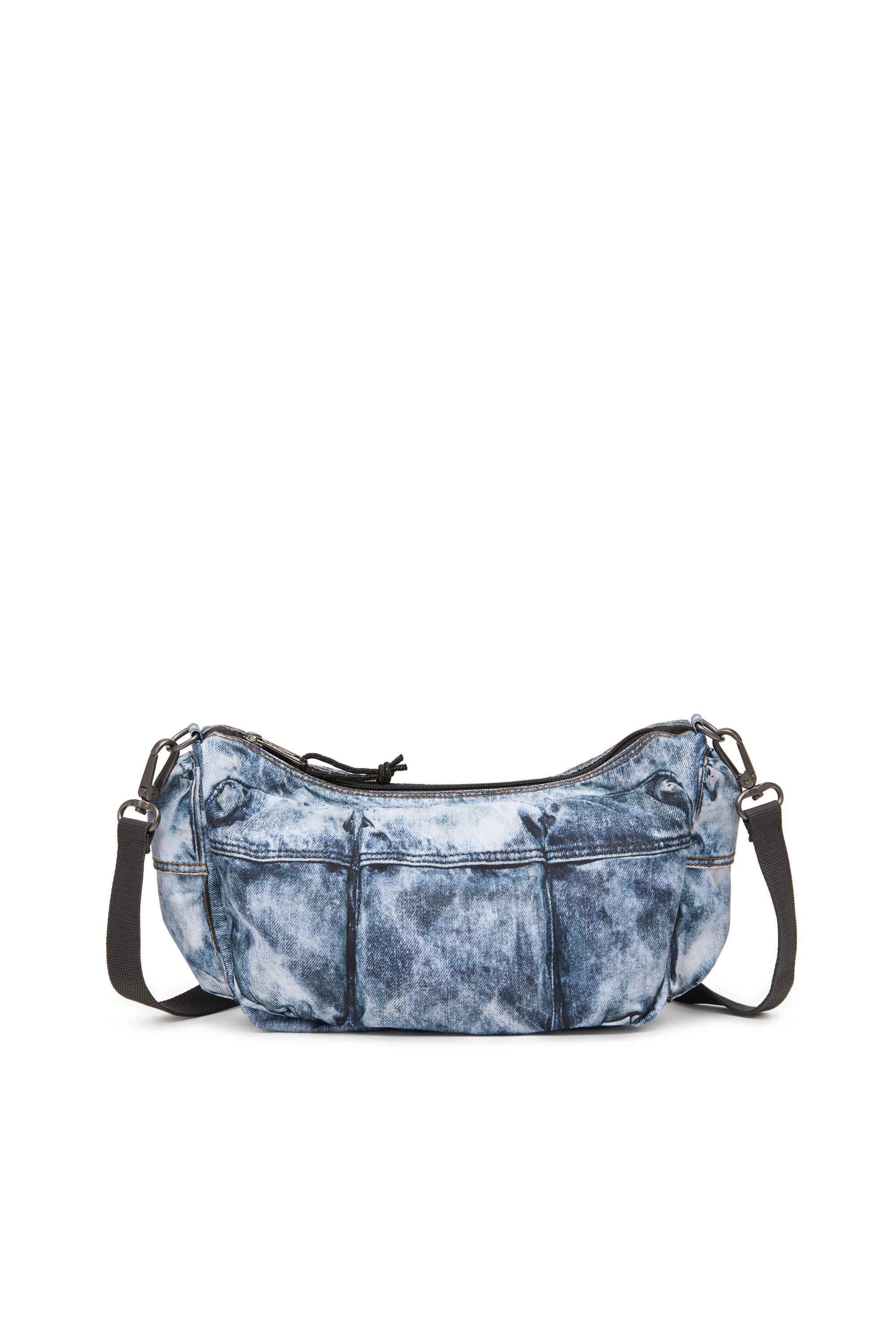Diesel - DIESEL SHOULDER BAG, Unisex's Multipocket bag in trompe l'oeil denim in ブルー - 3