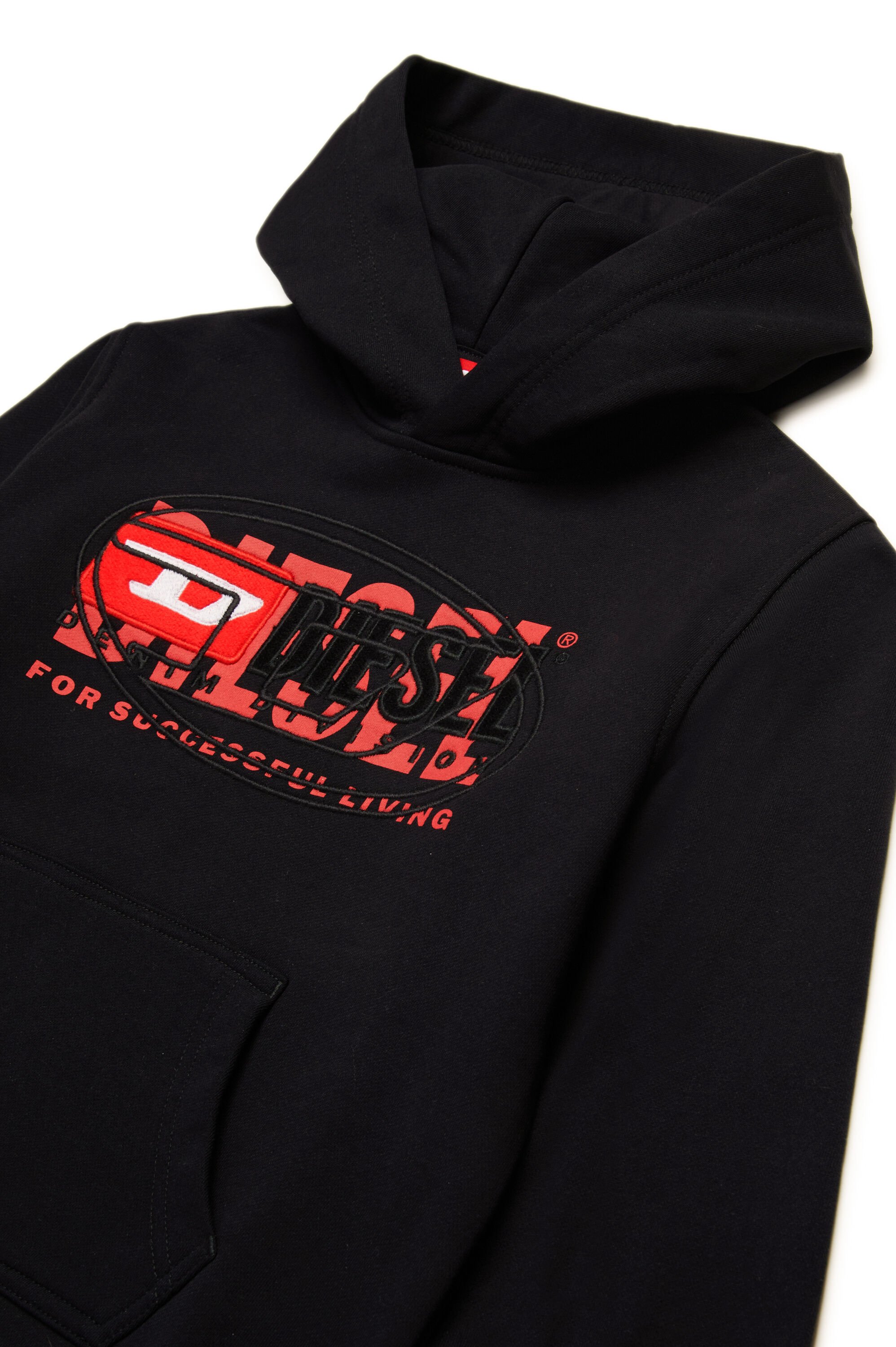 Diesel - SBAXTHOOD OVER, Male's Hoodie with superimposed logos in ブラック - 3