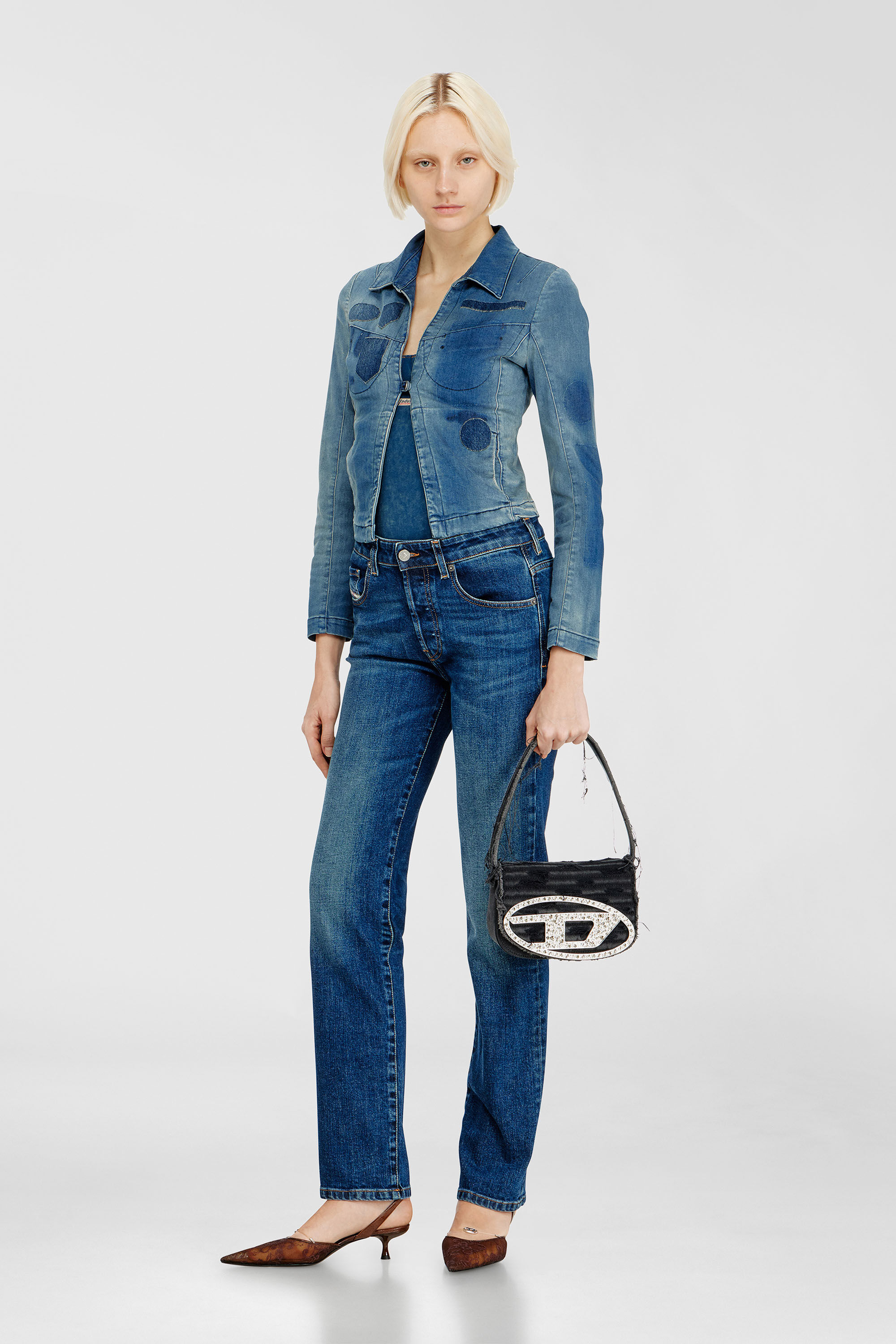 1DR 1DR-Iconic shoulder bag in canvas and leather｜ブラック