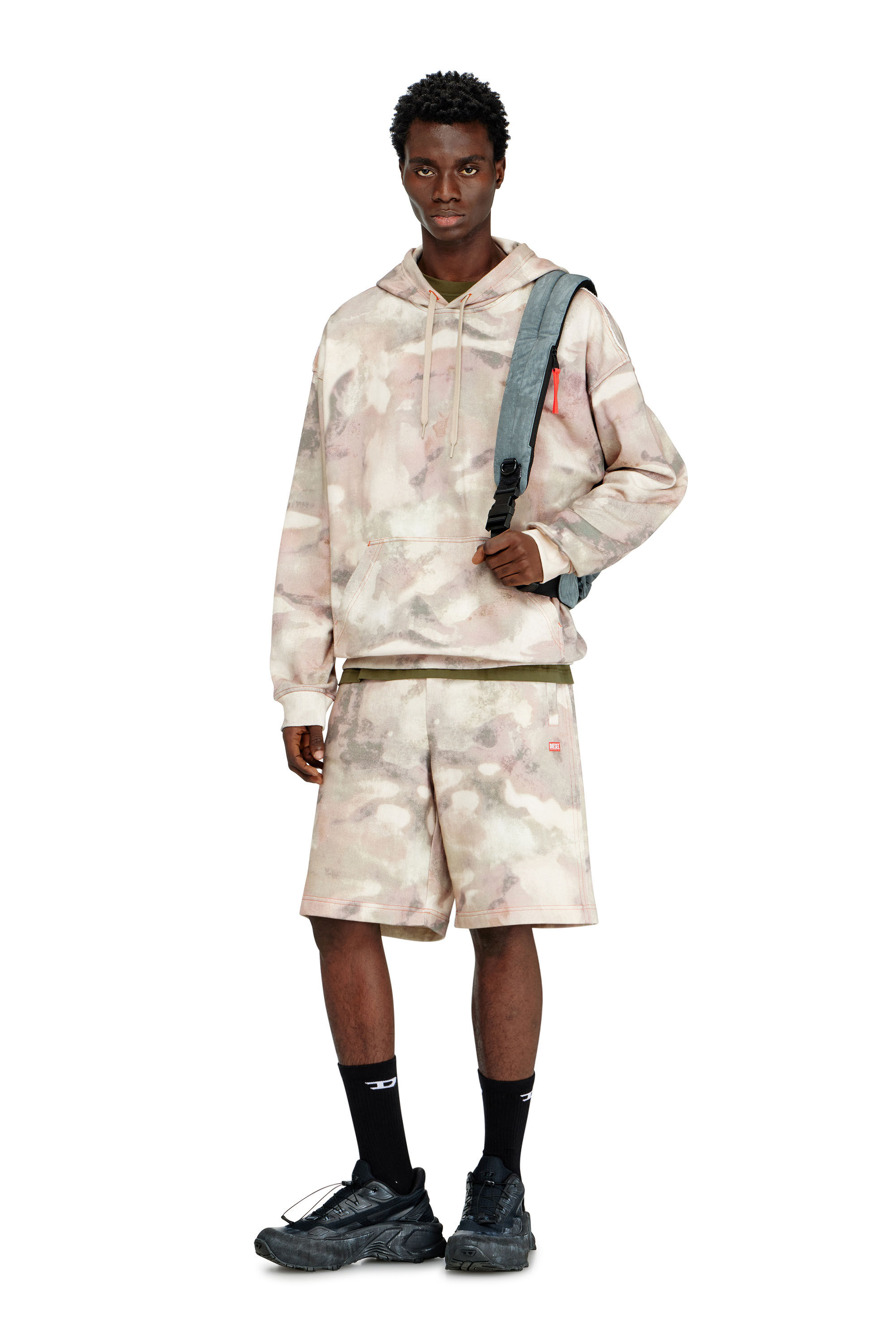 Diesel - P-CRONE-V1, Male's Sweat shorts with camo digital print in ベージュ/ブラウン - 1