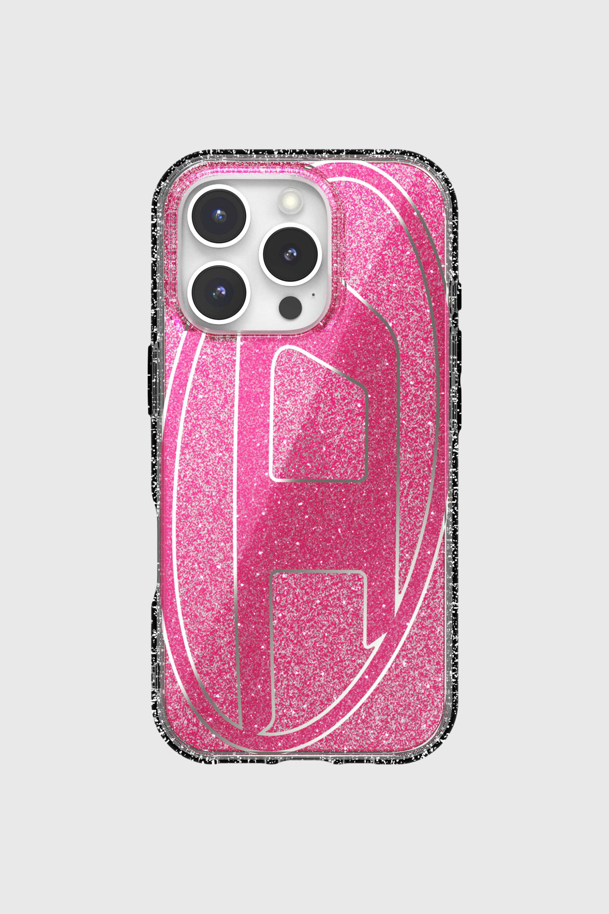 Diesel - 60156 AOP CASE, Unisex's Oval D Glitter Case for iP 16 Pro in ピンク / ホワイト - 2