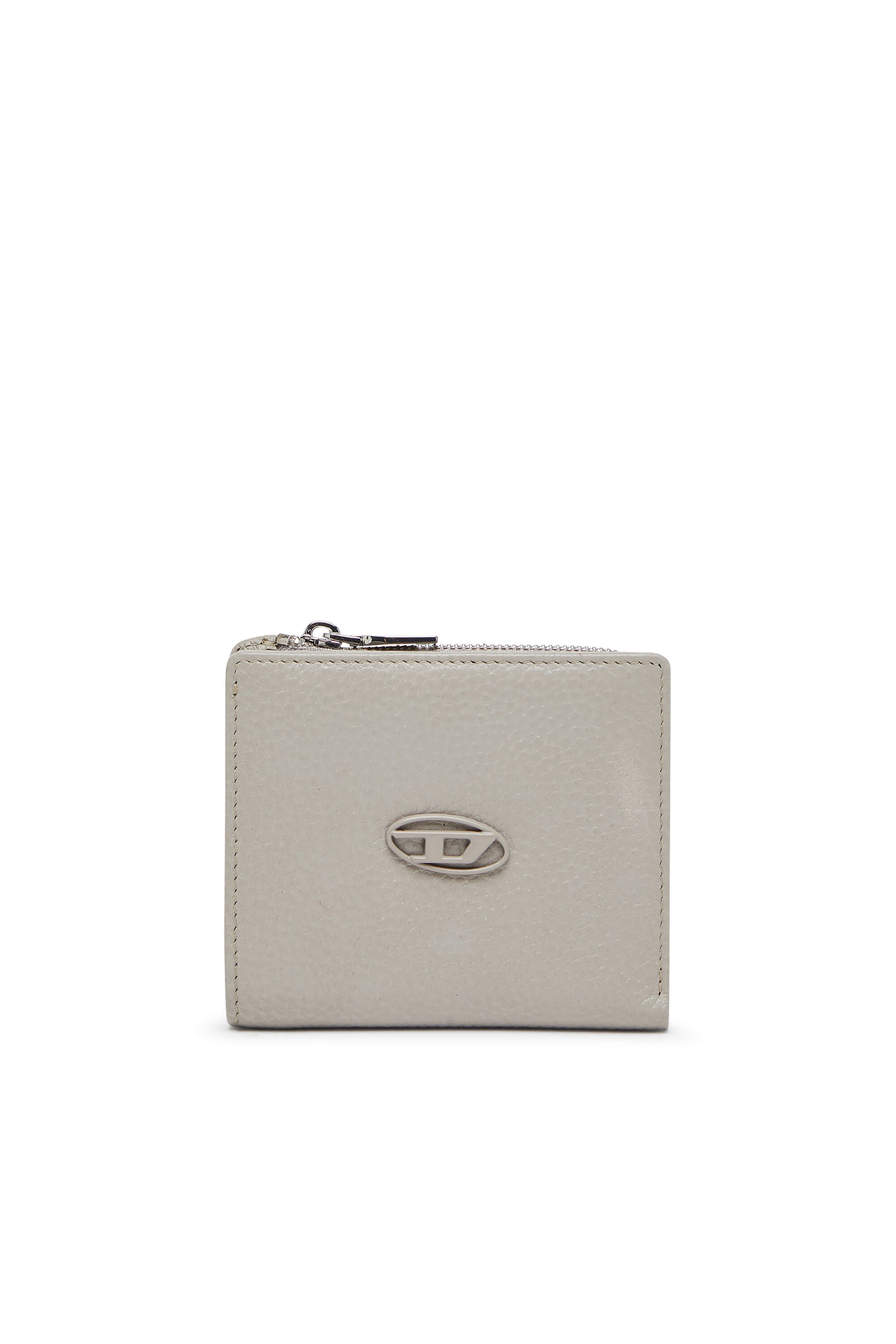 Diesel - HISSU EVO BI FOLD ZIP L, Male's Bi-fold wallet in grainy leather in グレー - 1