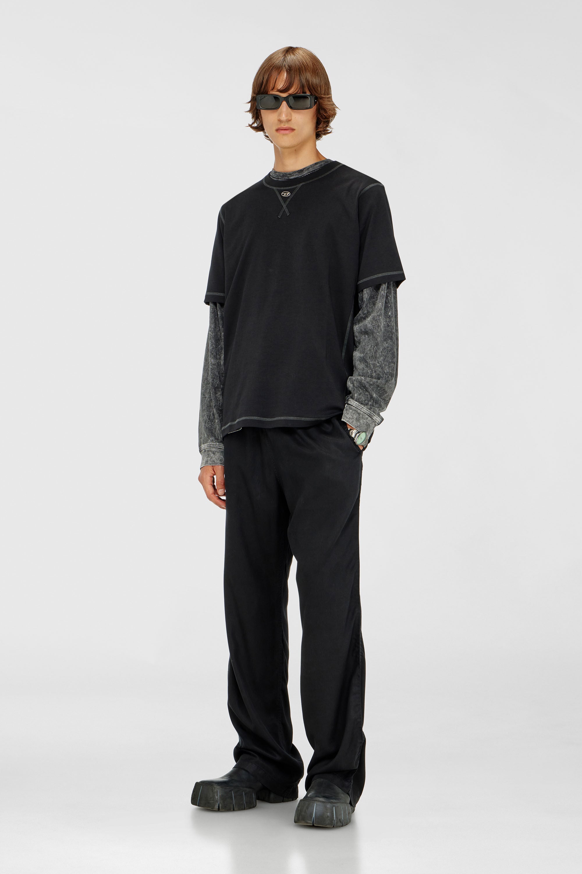 Diesel - T-MADJUST-TR, Male's Tシャツ in ダークグレー - 1
