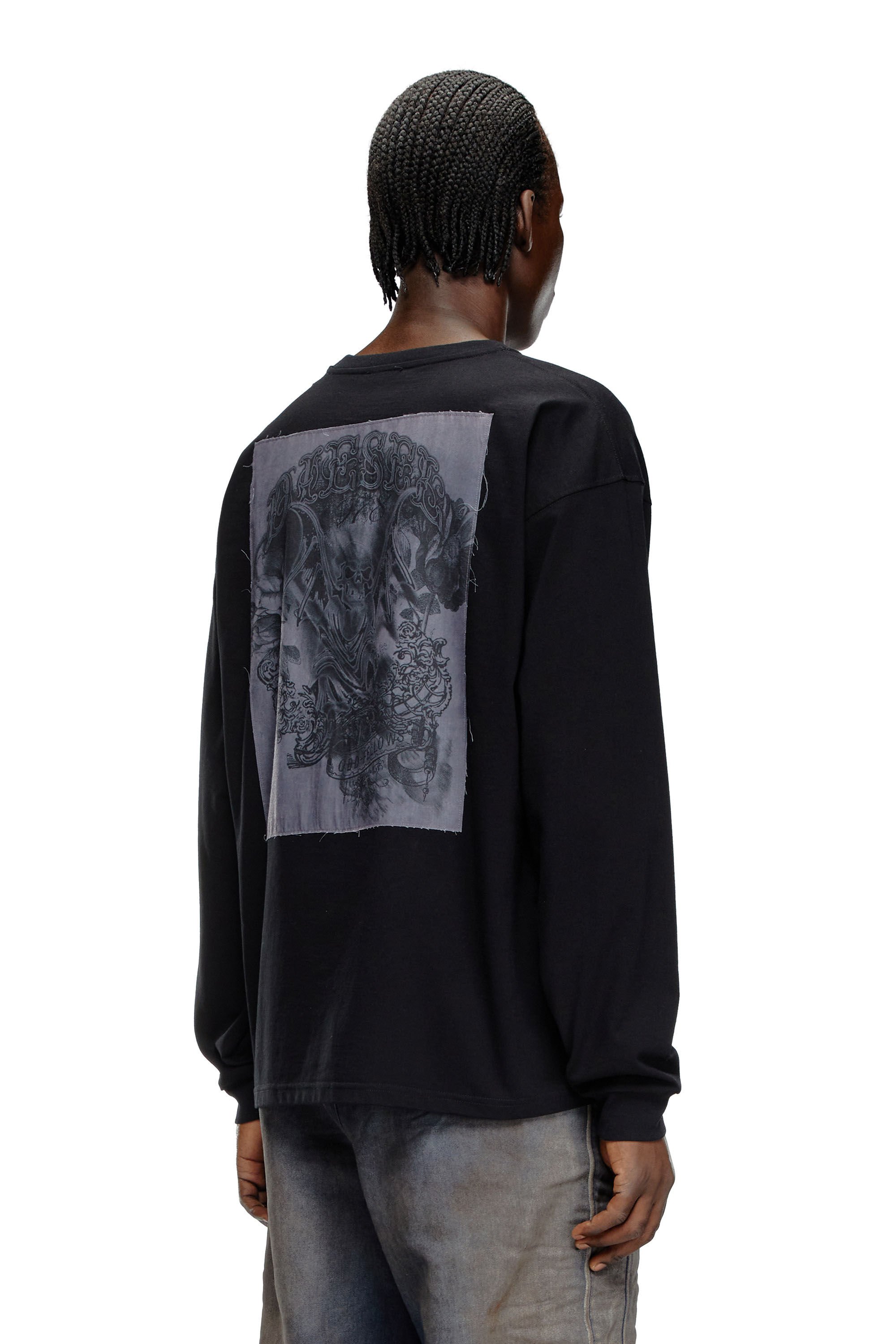T-BOXT-LS-Q10 Long-sleeve T-shirt with printed patches｜ブラック｜メンズ｜DIESEL