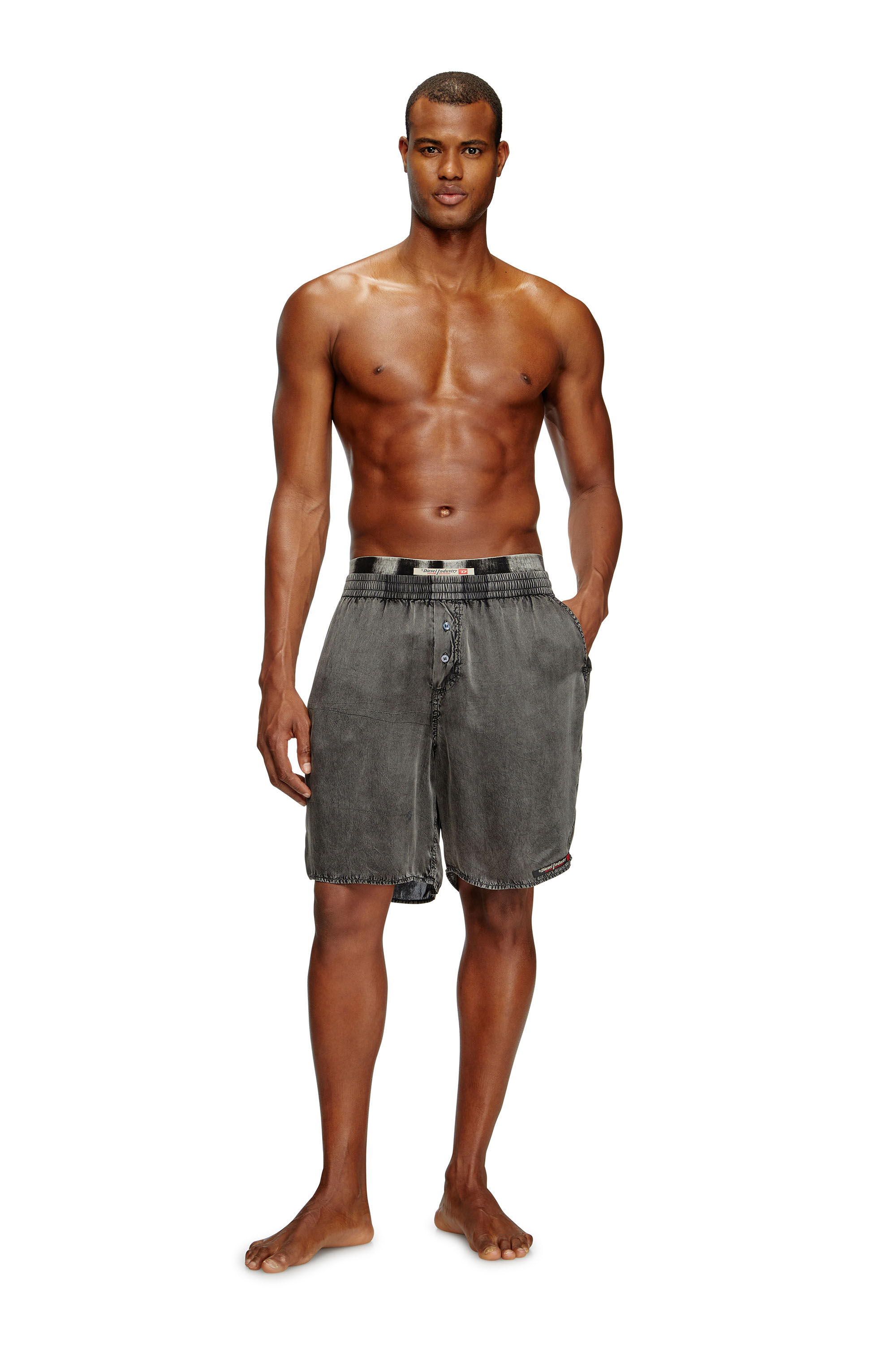Diesel - SILVO-DNM, Male's Extra-long boxer shorts with denim effect in ダークグレー - 1