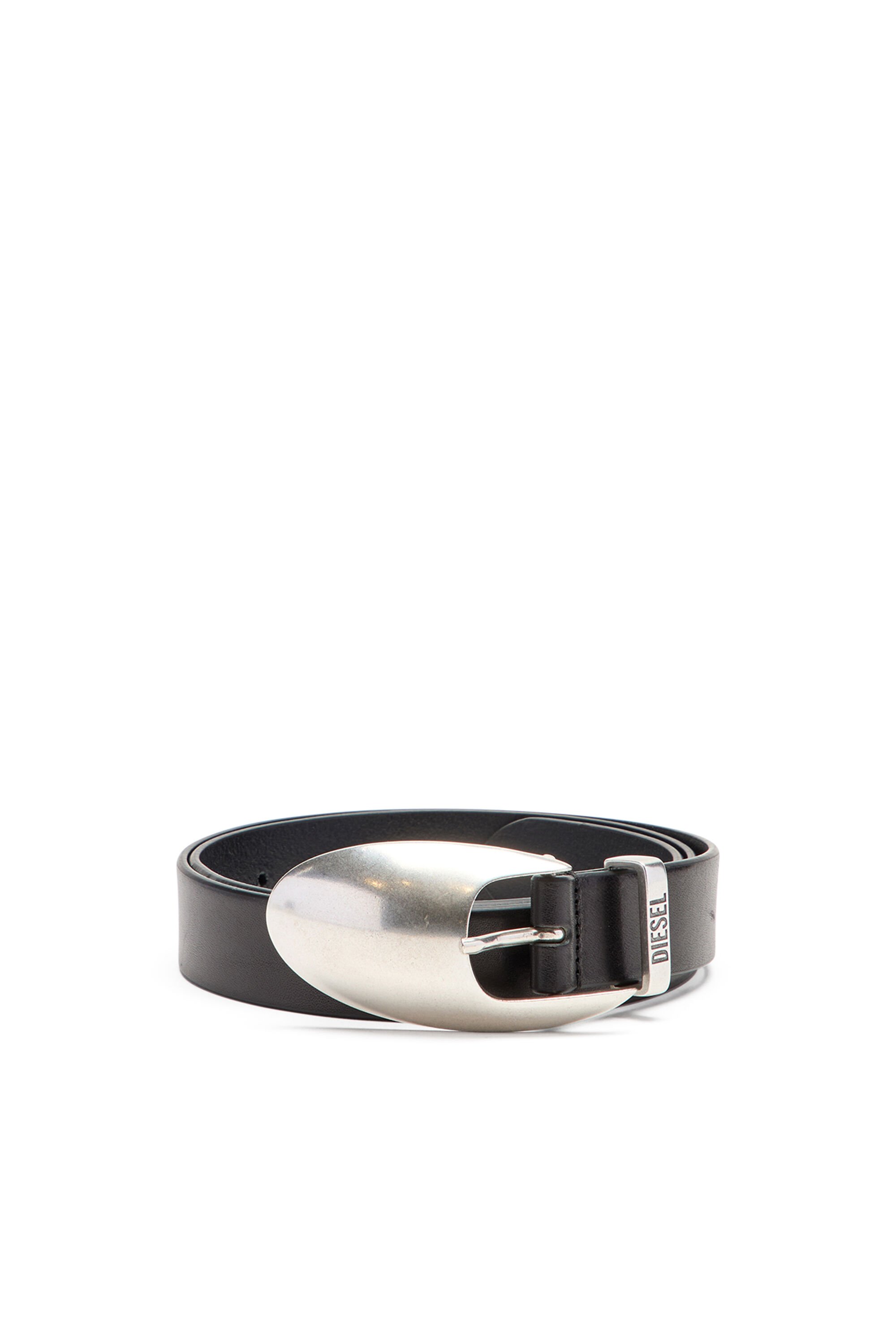 Diesel - B-ROP 30, Male's 3cm leather belt with sculptural buckle in ブラック - 1