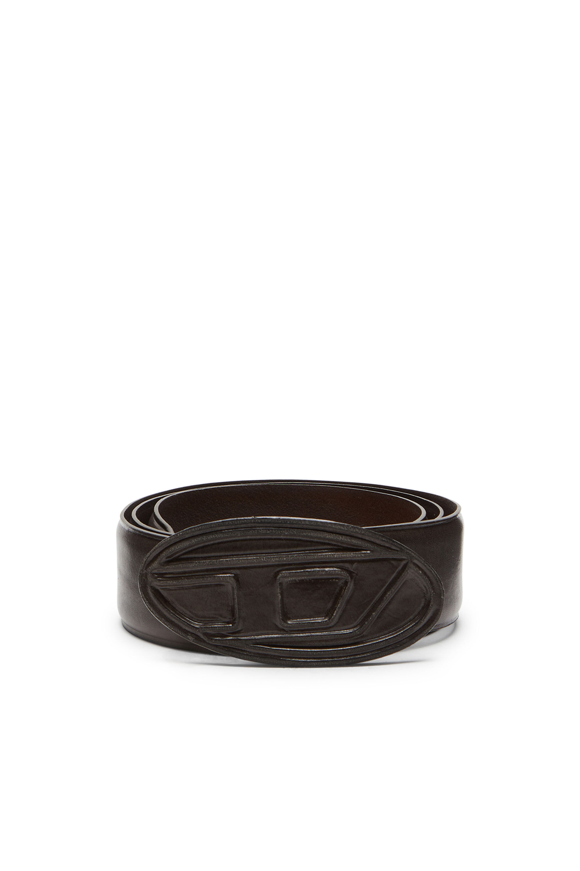 Diesel - B-1DR SCRATCH, Male's Leather belt with leather-covered buckle in ダークブラウン - 1