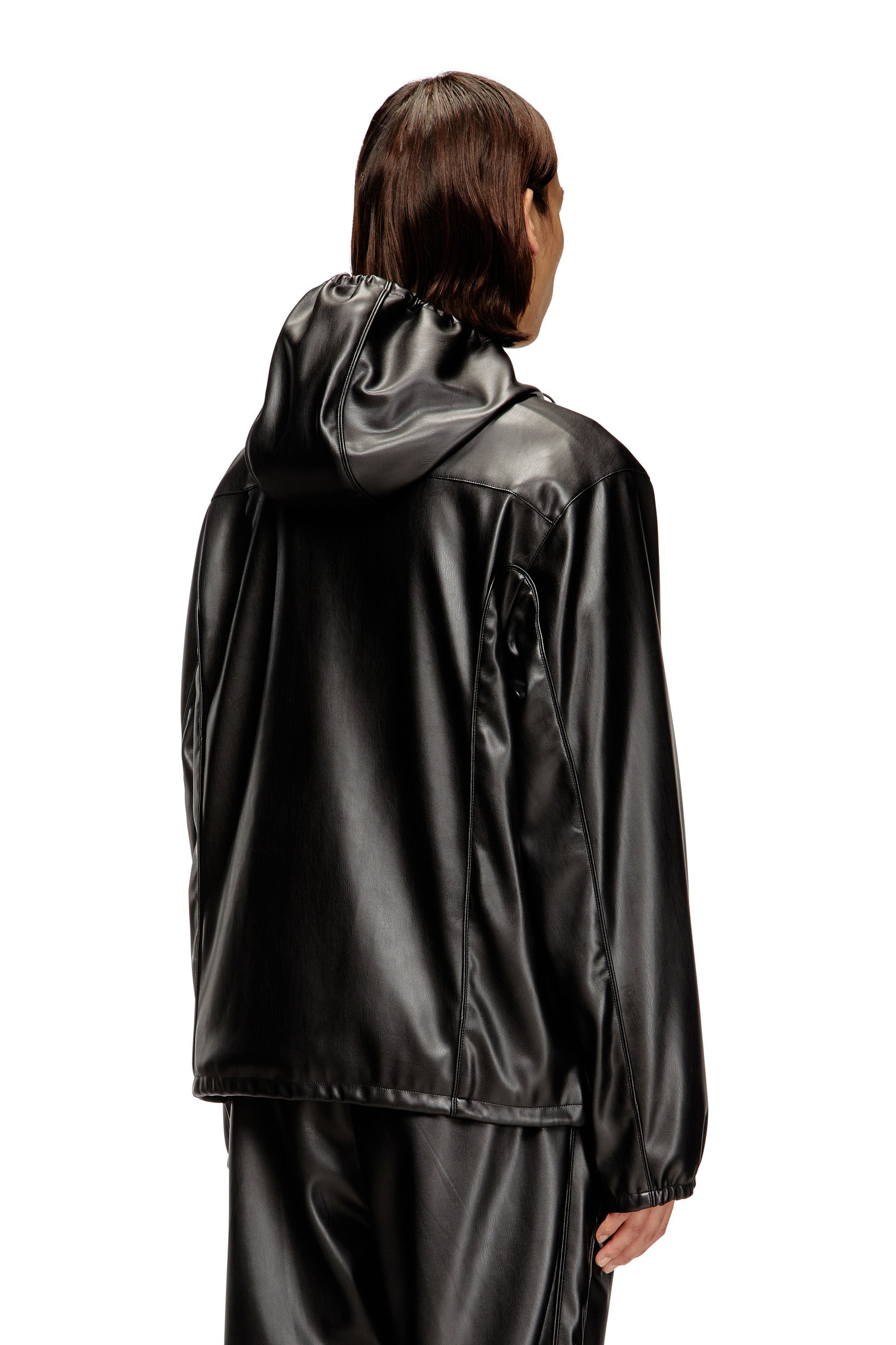 Diesel - J-HIVES-PGBX, Male's Hooded windbreaker in coated fabric in ブラック - 5
