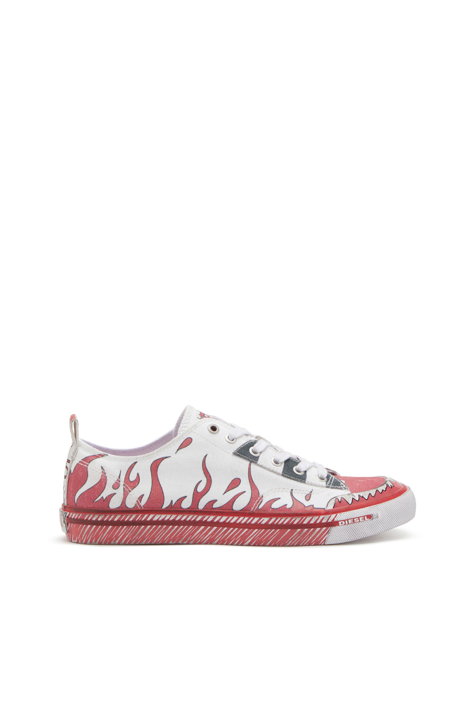 Diesel - S-ATHOS LOW, Male's プリントキャンバス ローカットスニーカー - S-Athos Low in ホワイト/レッド/ブルー - 1