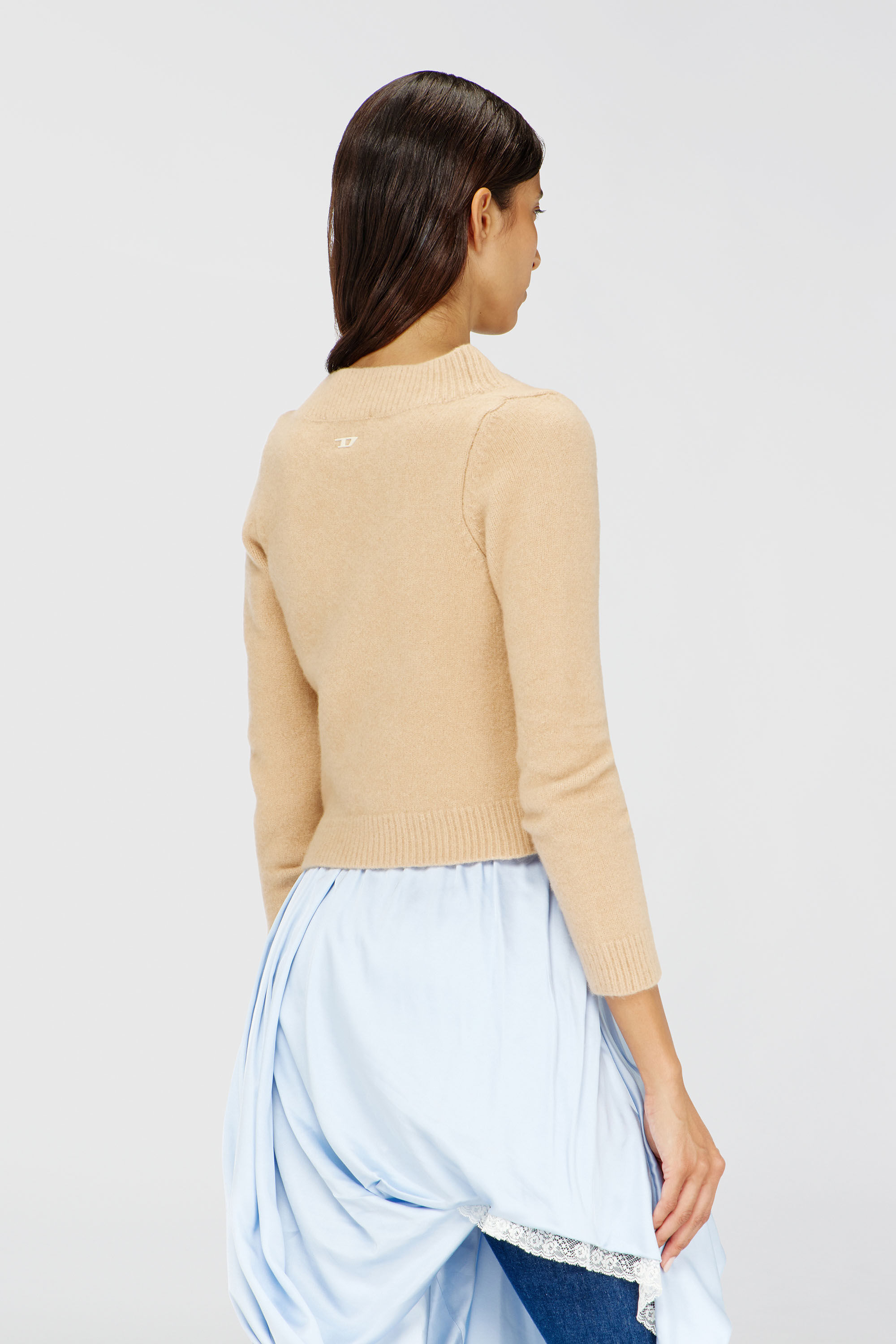 Diesel - M-AVA, Female's Cropped cardigan in wrinkled boiled knit in ベージュ - 5