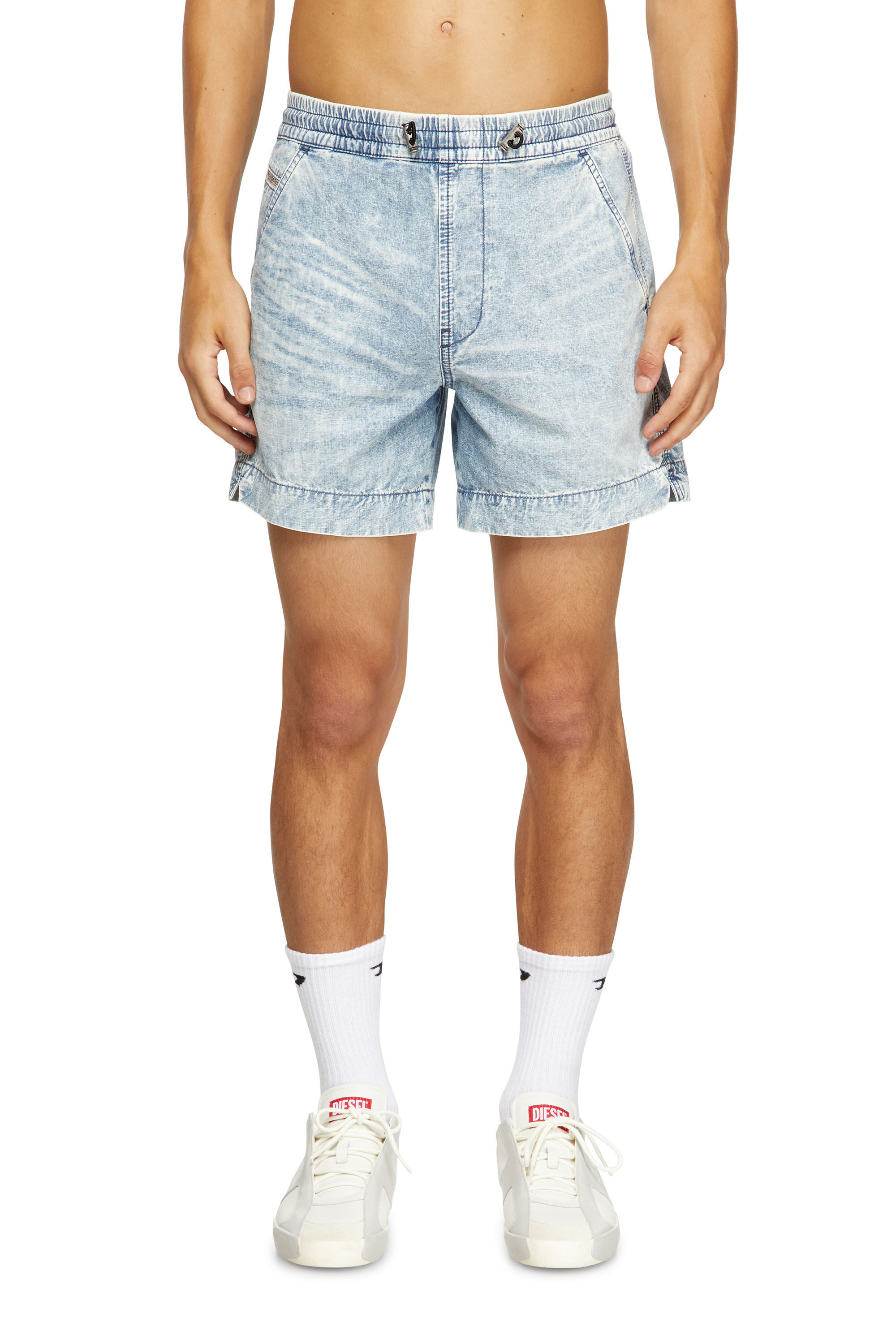 Diesel - D-TENNI-S, Unisex's Shorts in marbled denim in ライトブルー - 3