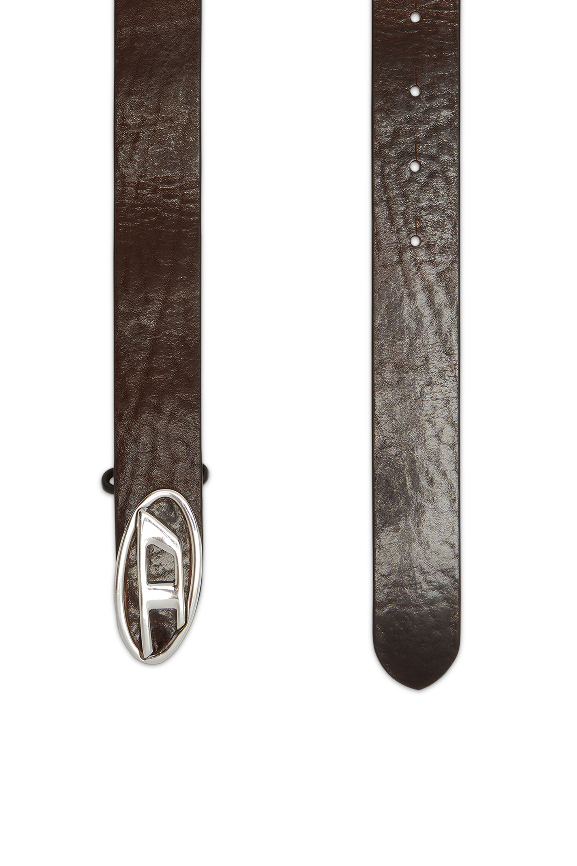 Diesel - B-1DR-LAYER, Male's Leather belt with Oval D logo in ダークブラウン - 2