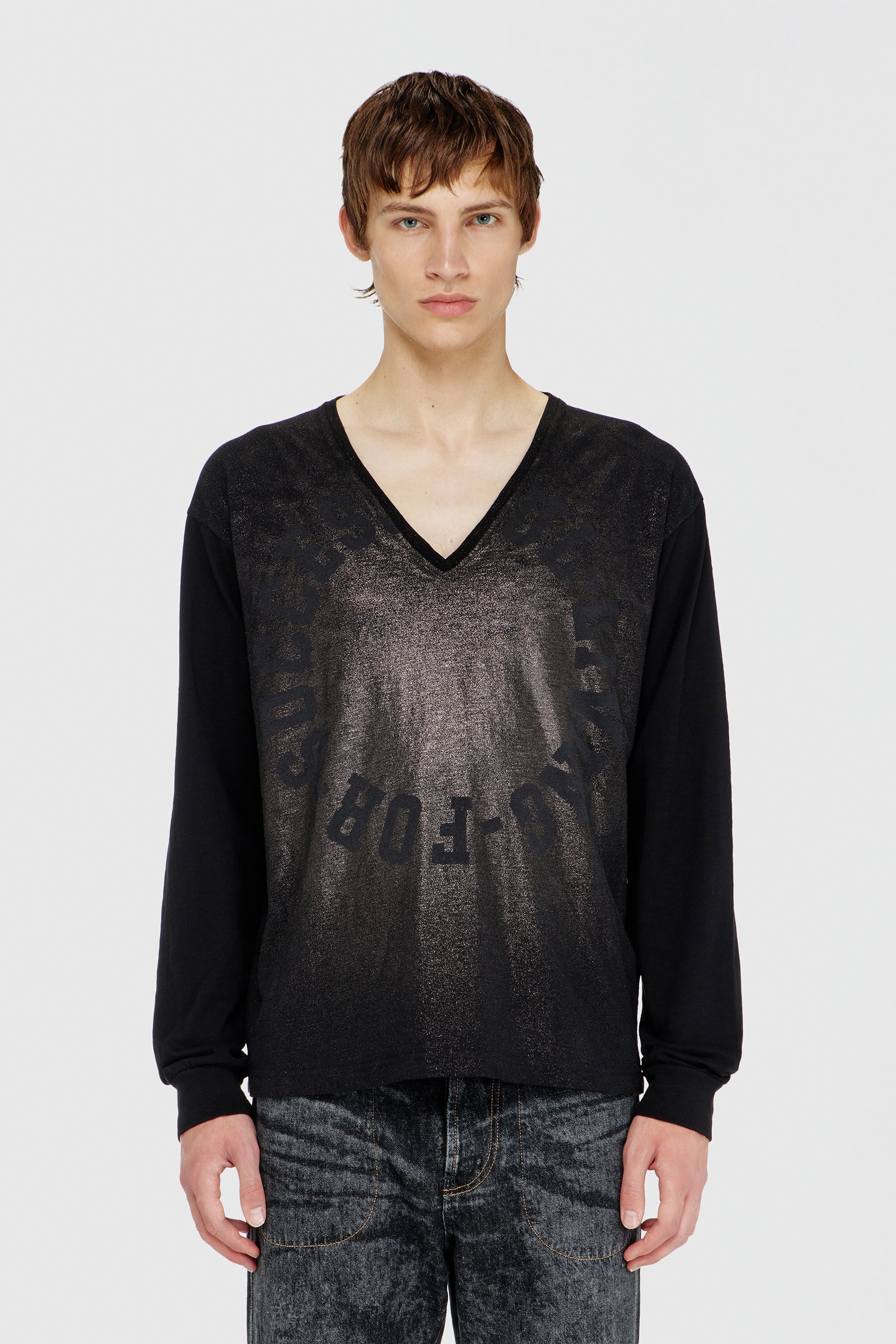 Diesel - T-ANS-LS-V, Male's 長袖Tシャツ in ブラック - 5