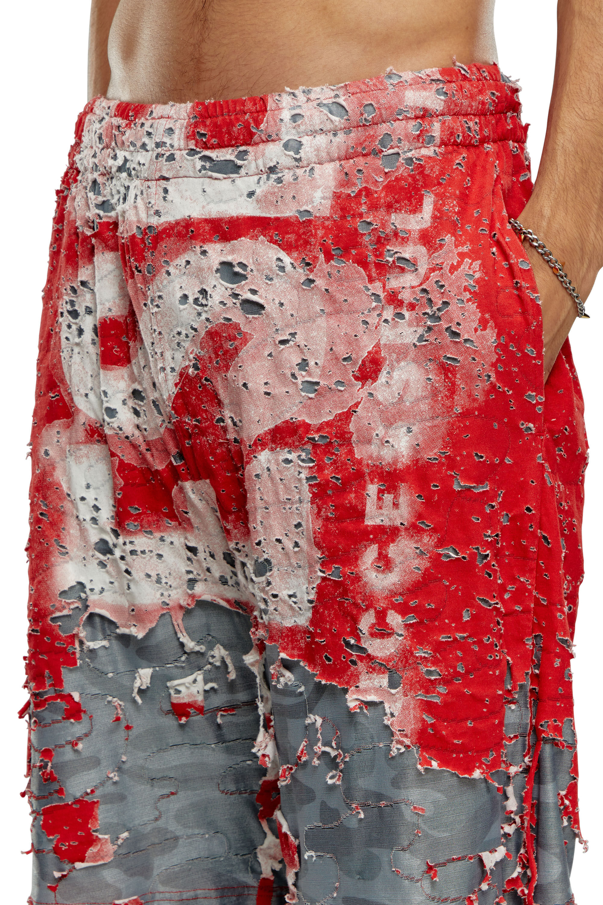 P-EEL Logo shorts in destroyed jersey｜マルチカラー｜メンズ｜DIESEL