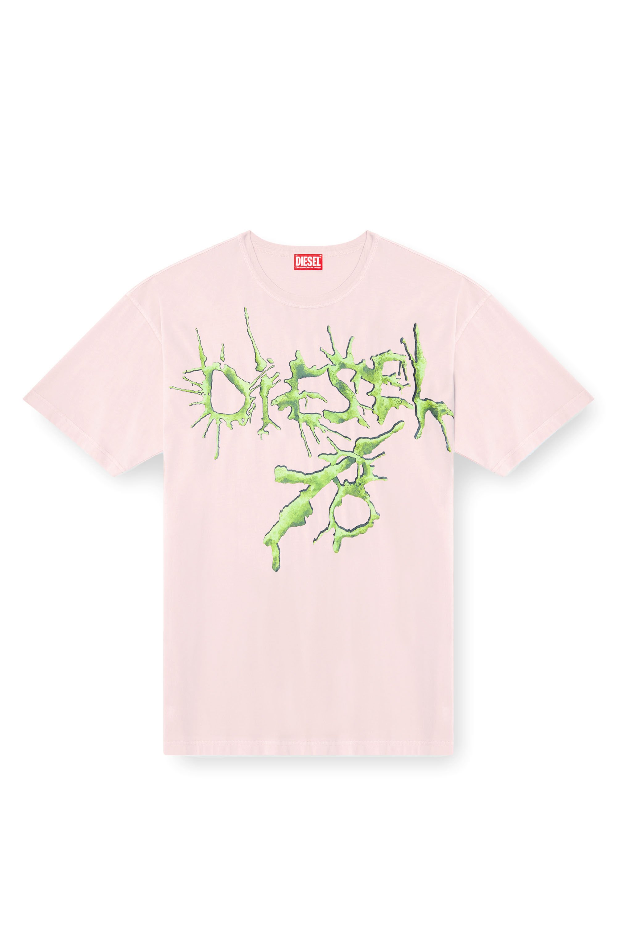 Diesel - T-BOXT-R28, Male's T-shirt with tattoo graphics in ピンク / ホワイト - 2