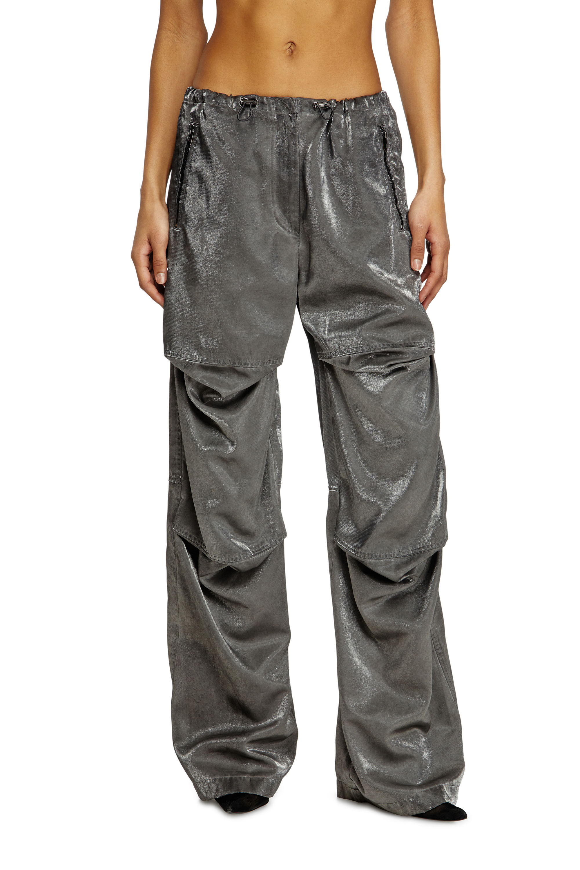 Diesel - P-RODIGE, Female's Satin cargo pants in グレー - 3