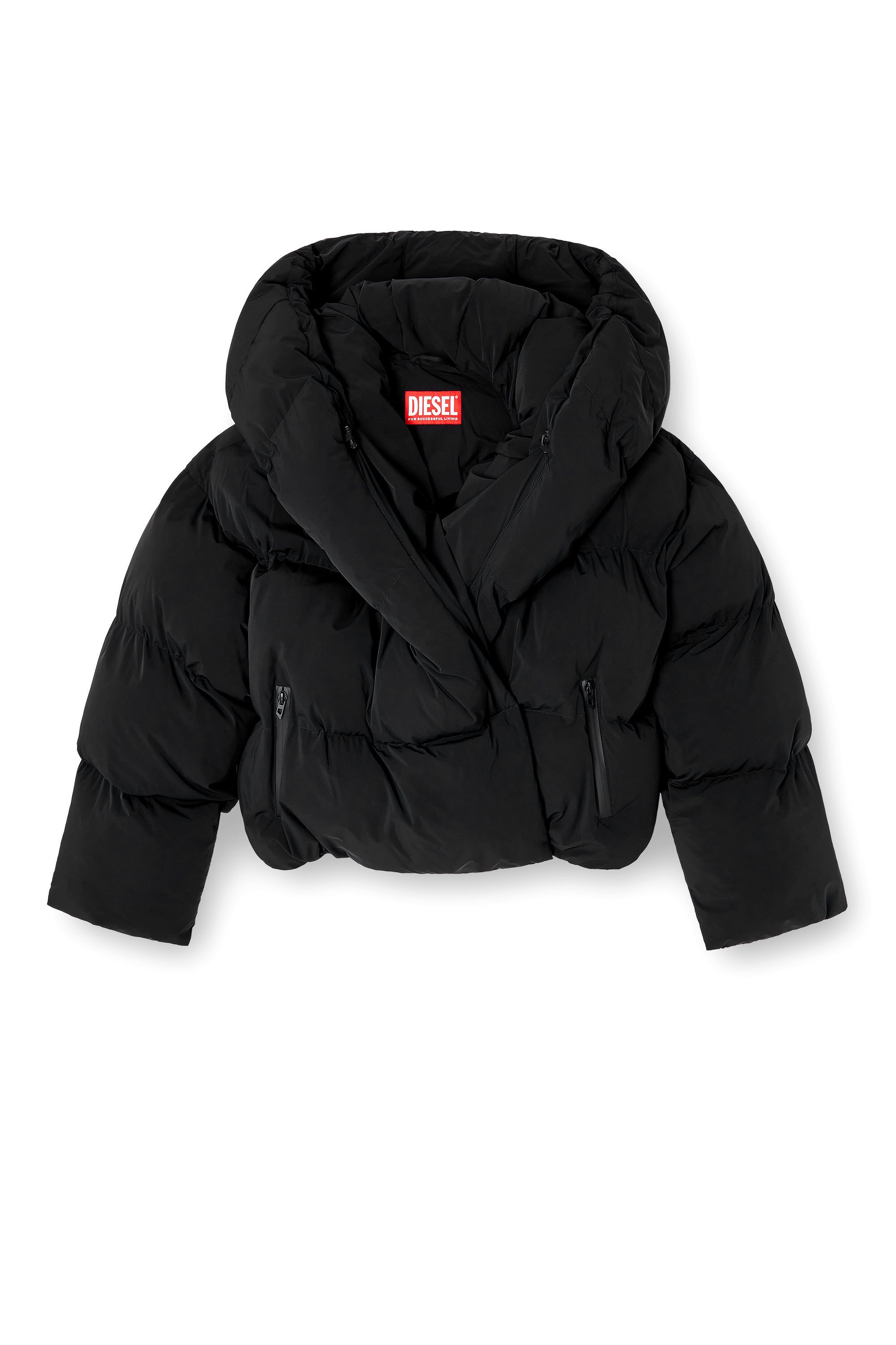 Diesel - W-ILEY-T1, Female's Wrap puffer in bi-stretch nylon in ブラック - 2