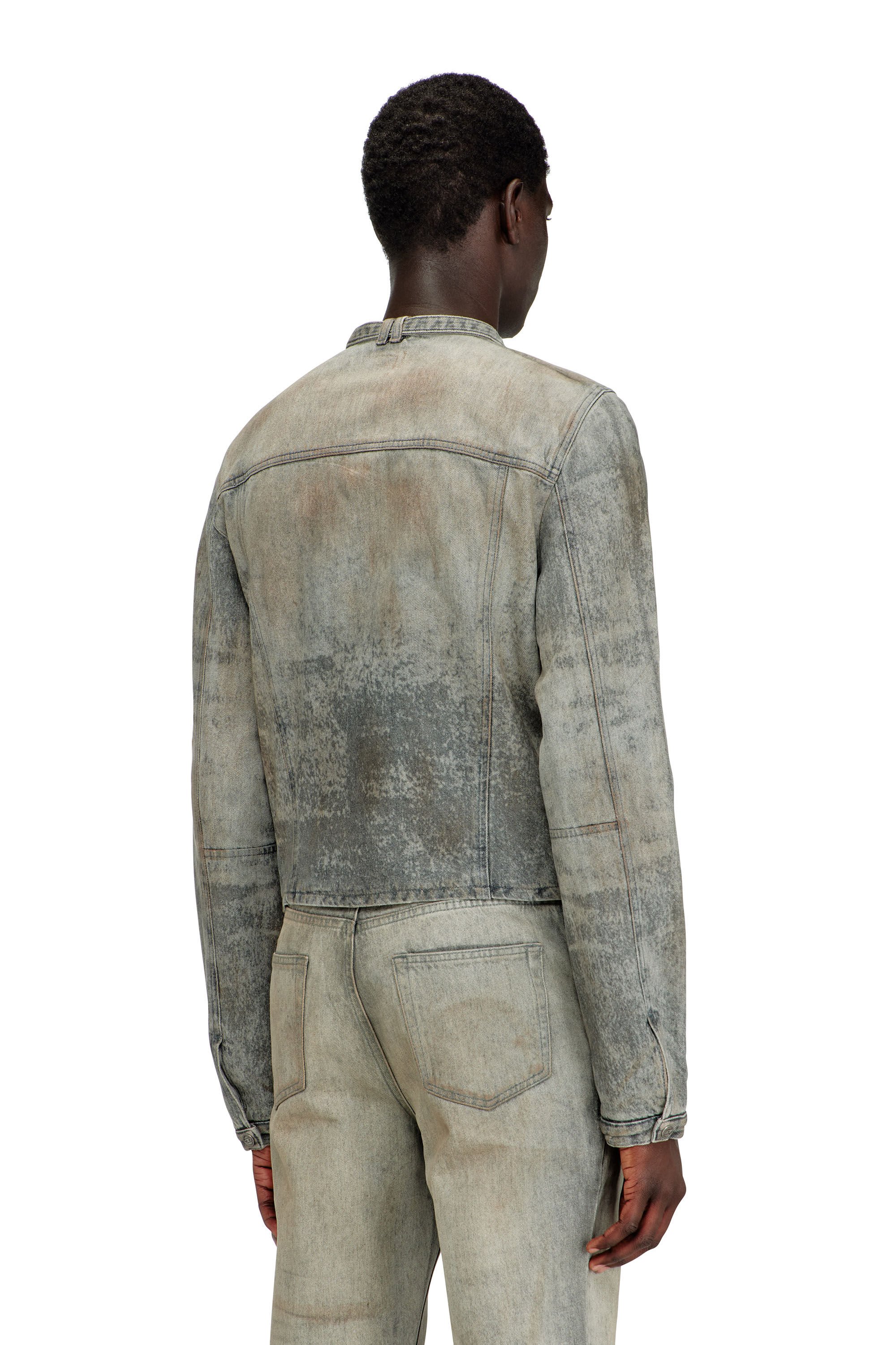 Diesel - D-VULMAR-FSI, Male's Jacket in cotton-hemp satin denim in グレー - 5