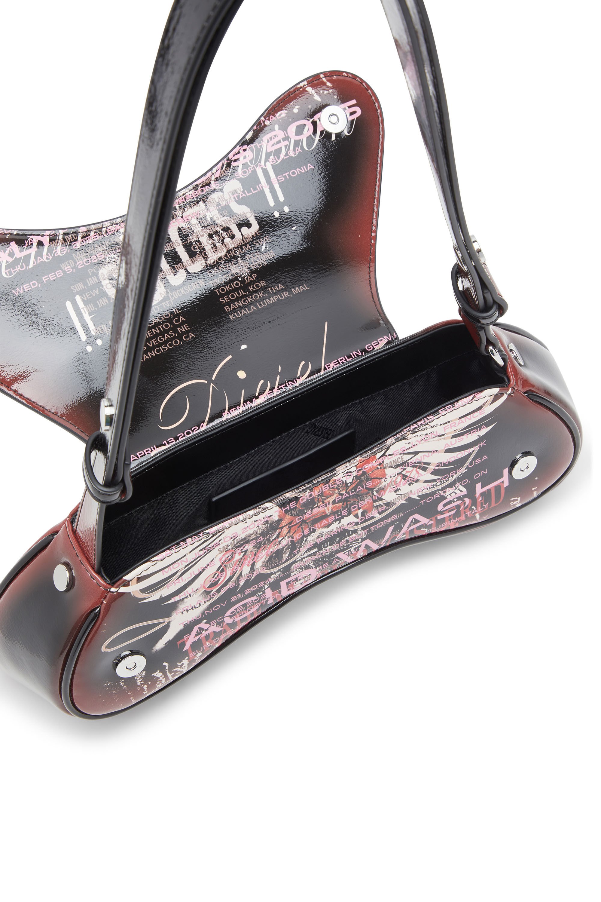 Diesel - PLAY CROSSBODY, Female's Play-Shoulder bag in printed glossy PU in ブラック/ブラウン - 5