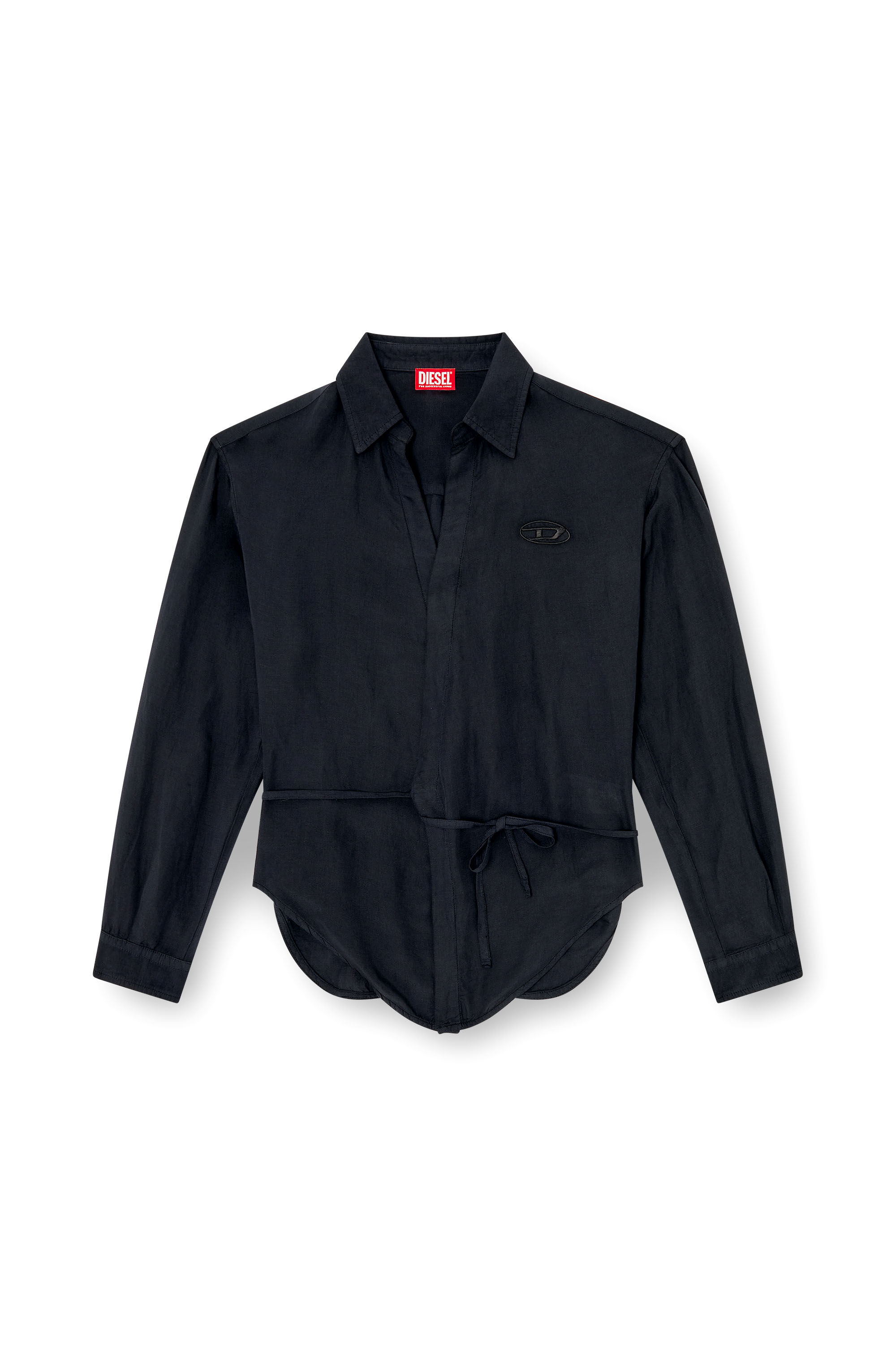 Diesel - C-DELPHOS-S3, Female's Linen-blend shirt with wrap closure in ブラック - 2