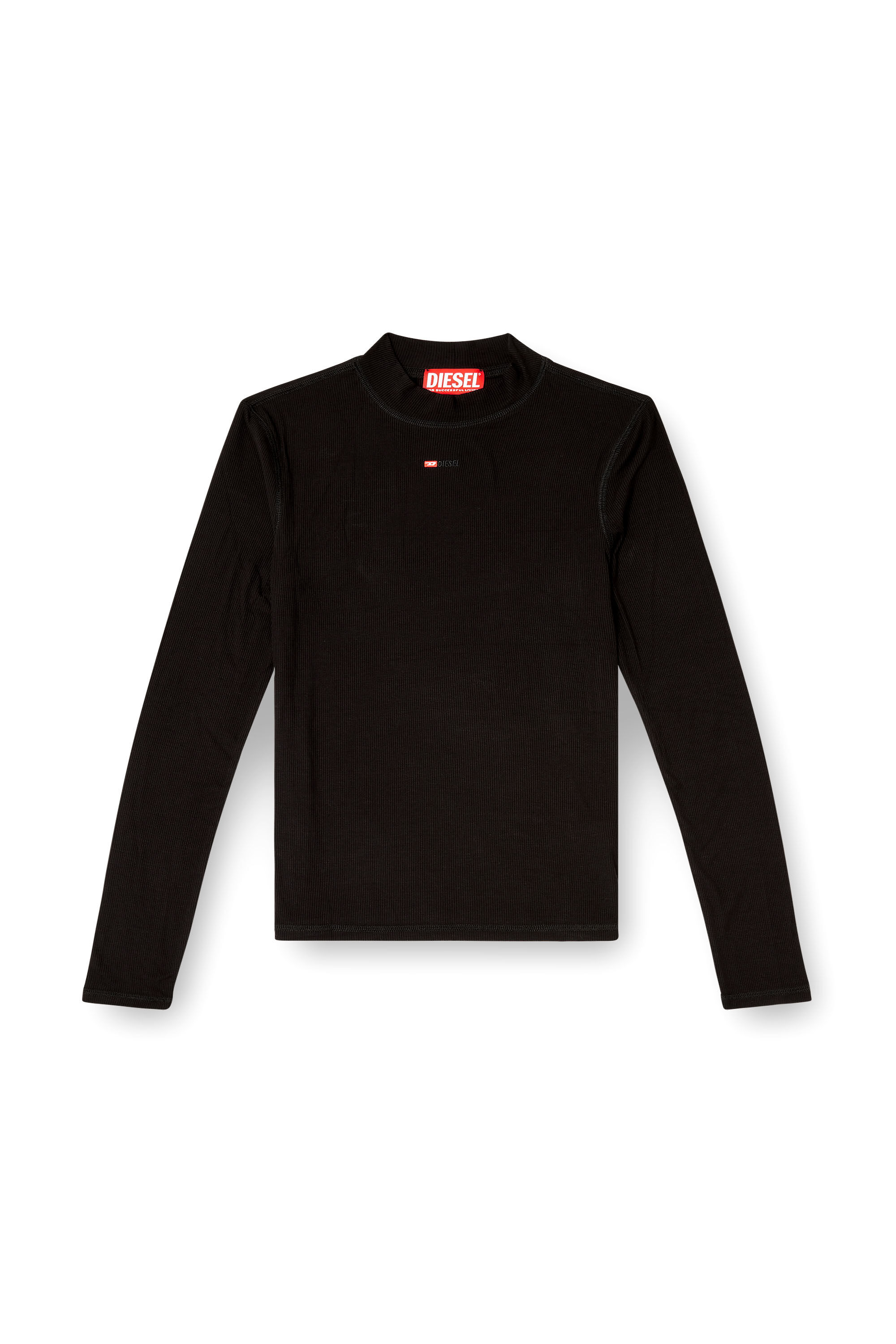 Diesel - T-MOKKY-LS-MICRODIV, Male's Mock-neck top with micro logo in ブラック - 2