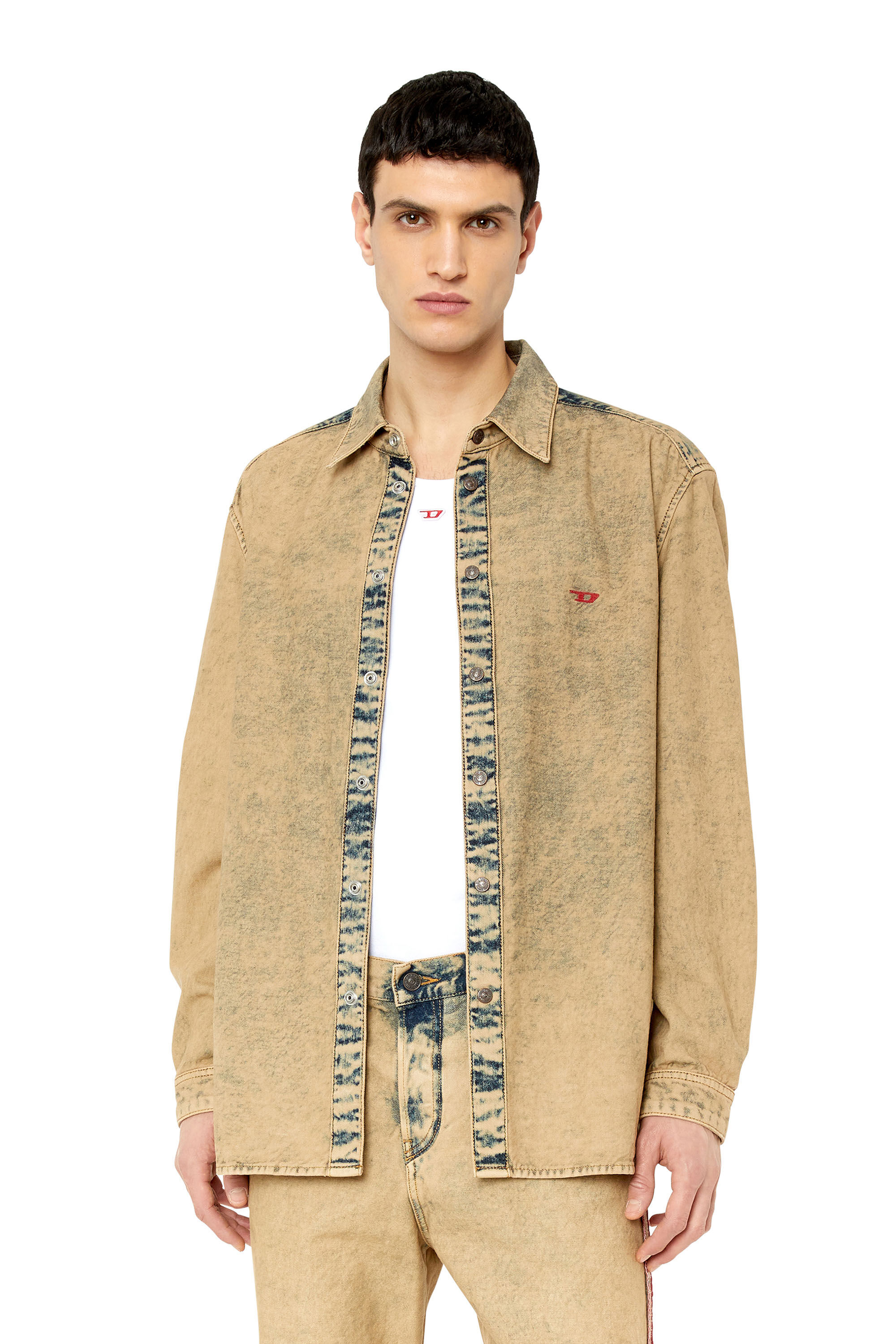 Diesel - D-SIMPLY-OVER, Male's デニム シャツ in ベージュ - 3