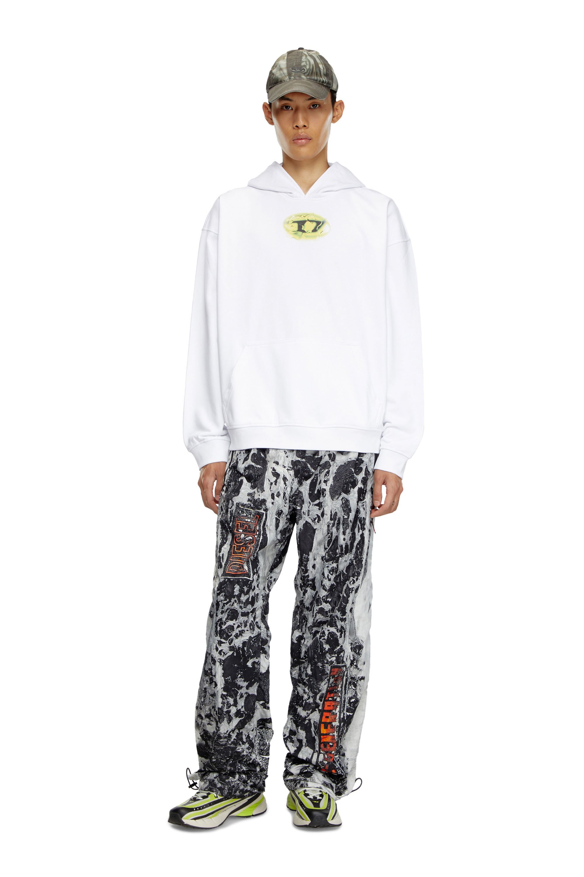 Diesel - S-BOXT-HOOD-K3, Male's Hoodie with water-effect logo print in ホワイト - 1