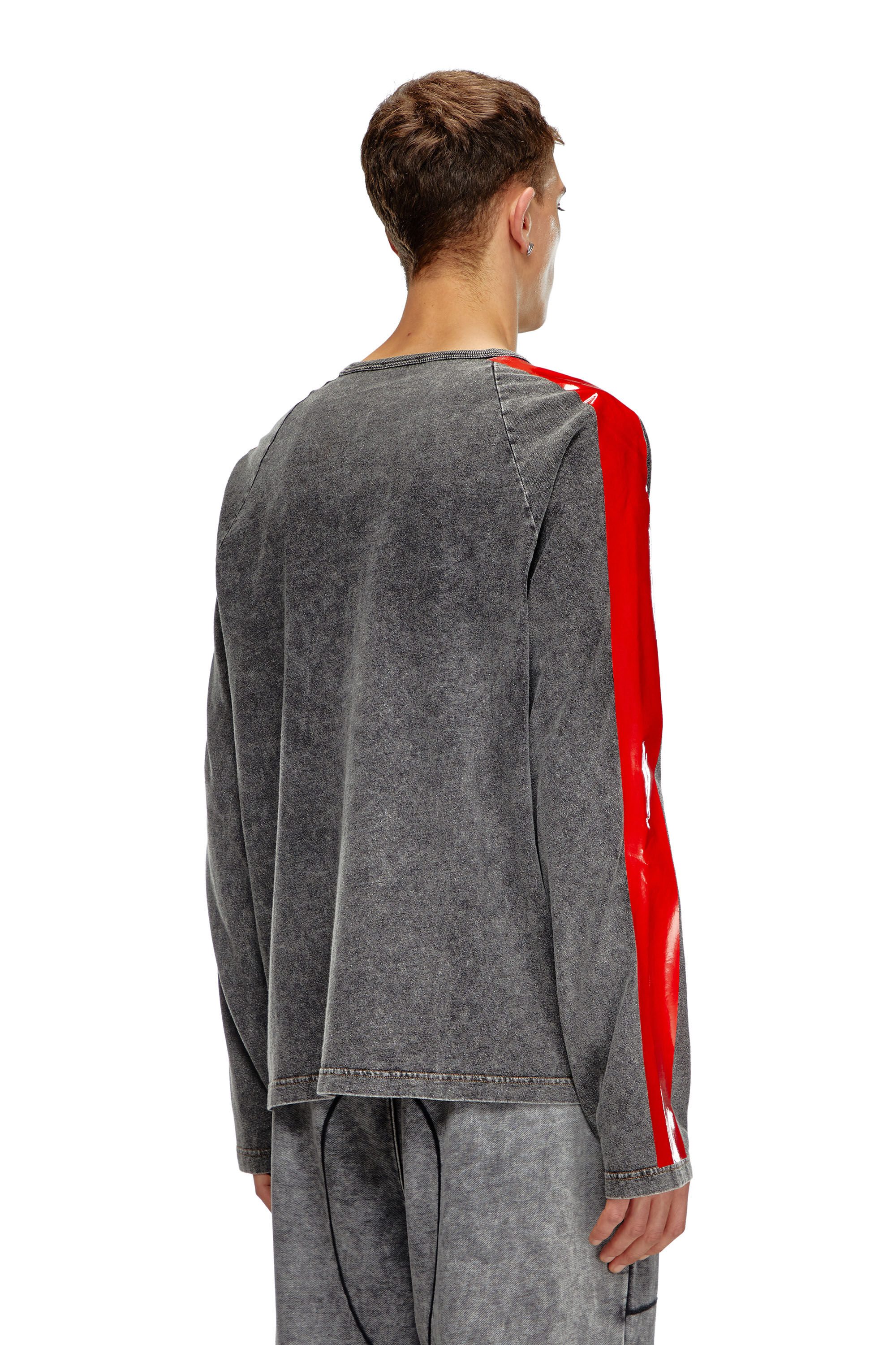 Diesel - T-REDROXT, Male's Long-sleeve T-shirt with glossy bands in ブラック - 4