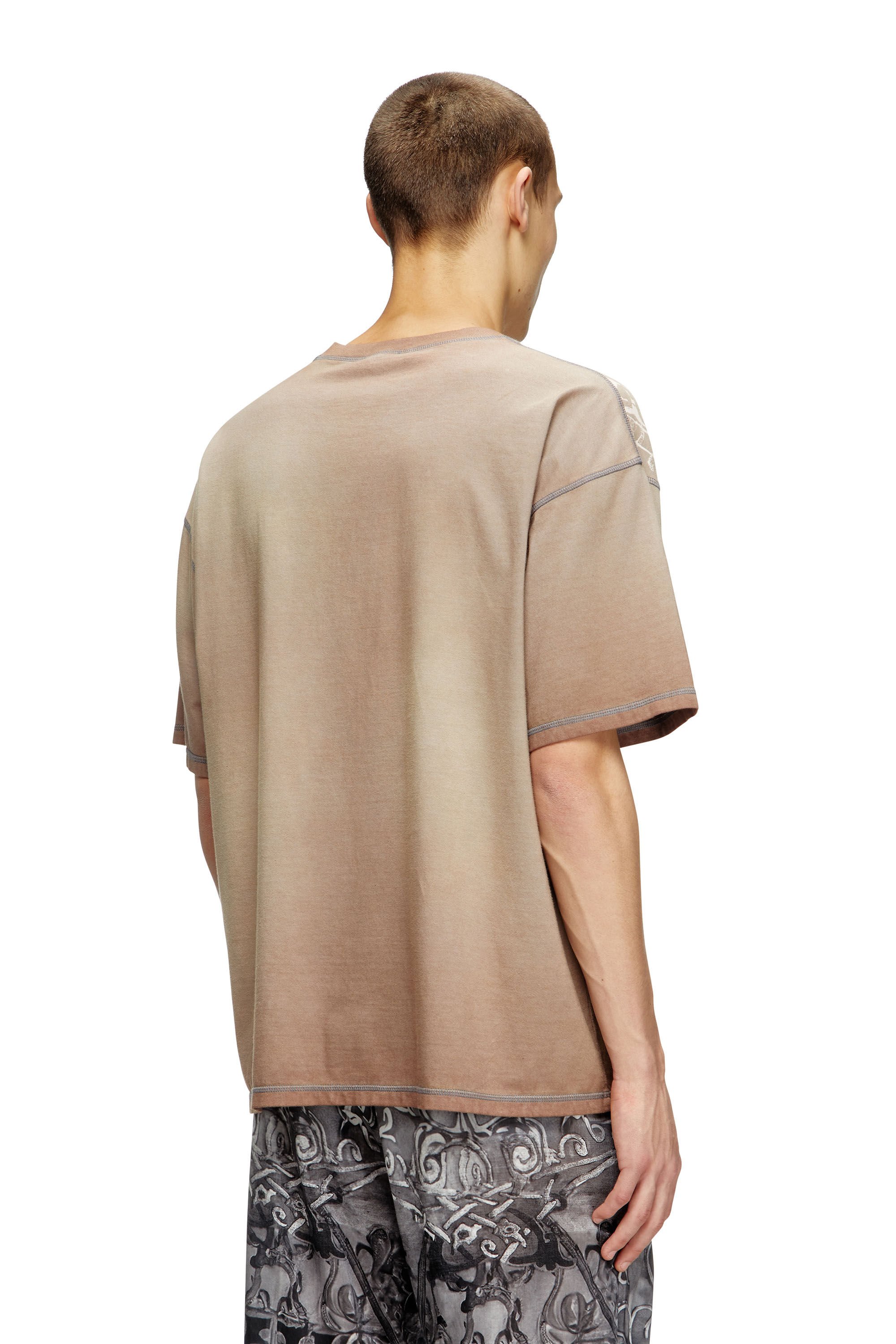 Diesel - T-BOXT-T13, Male's T-shirt with tonal medieval print in ライトブラウン - 4
