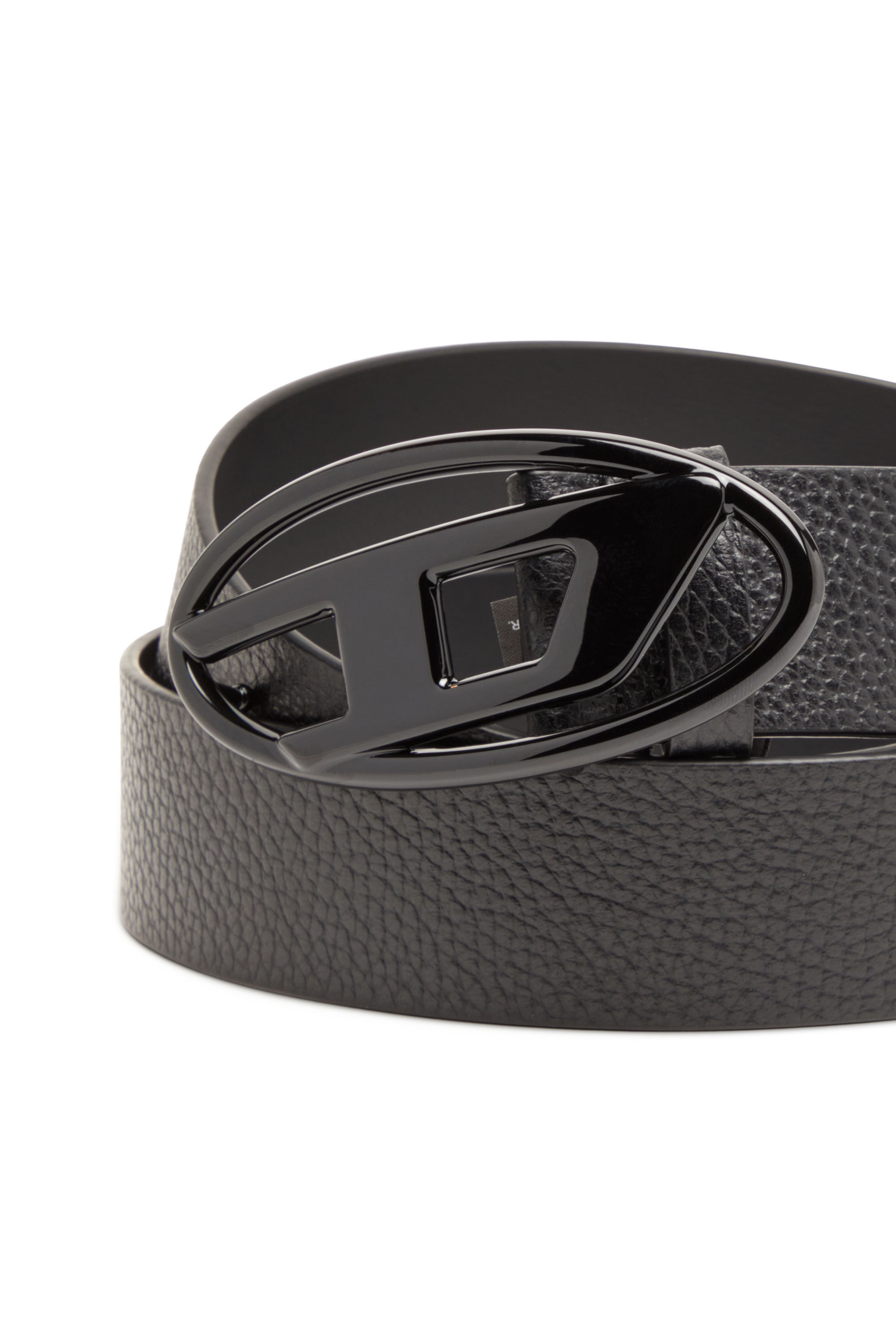 Diesel - B-1DR, Unisex's Leather belt with matte buckle in ブラック - 3