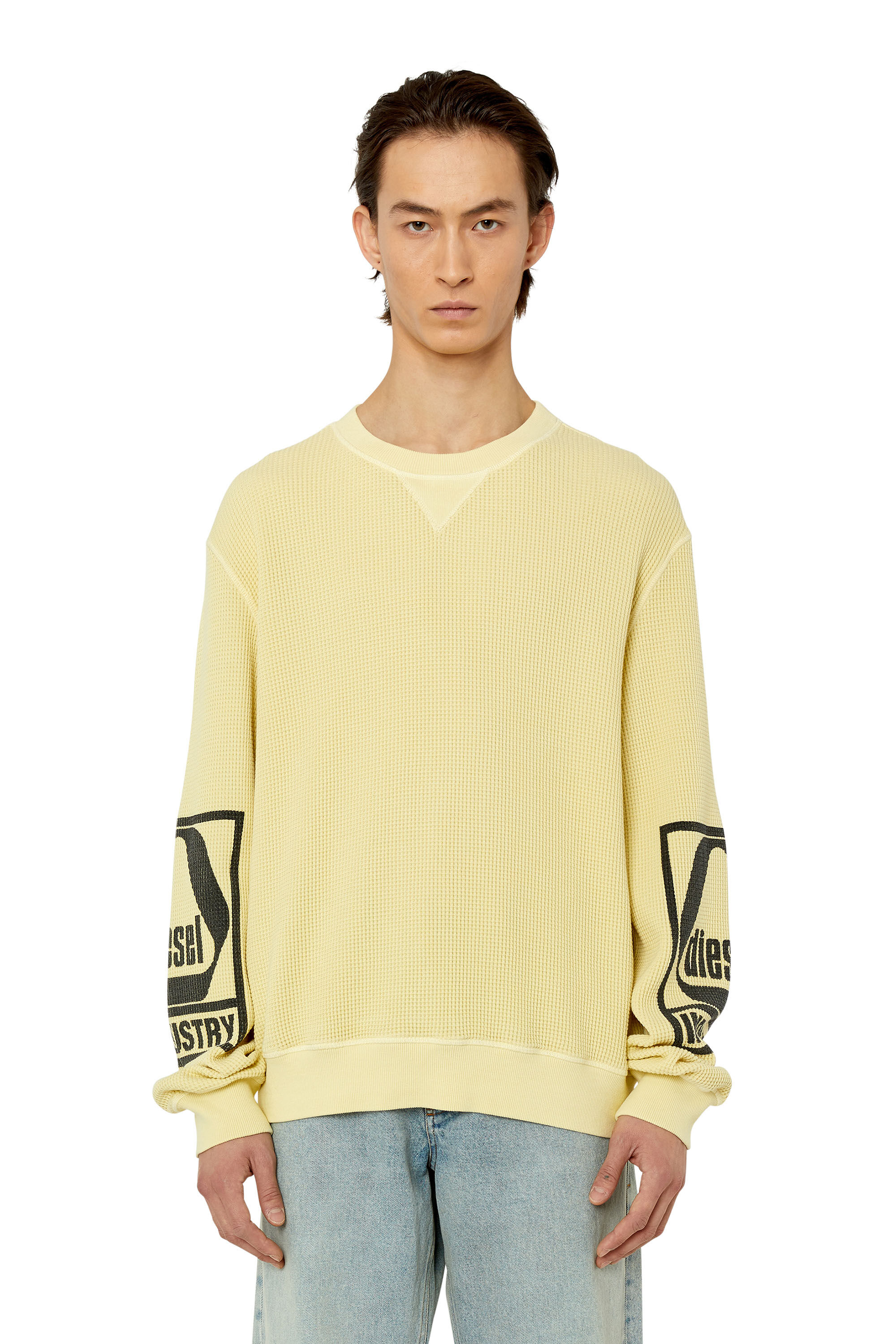 Diesel - S-GINAFFLE, Male's スウェット バックプリント レギュラーフィット in Yellow - 3