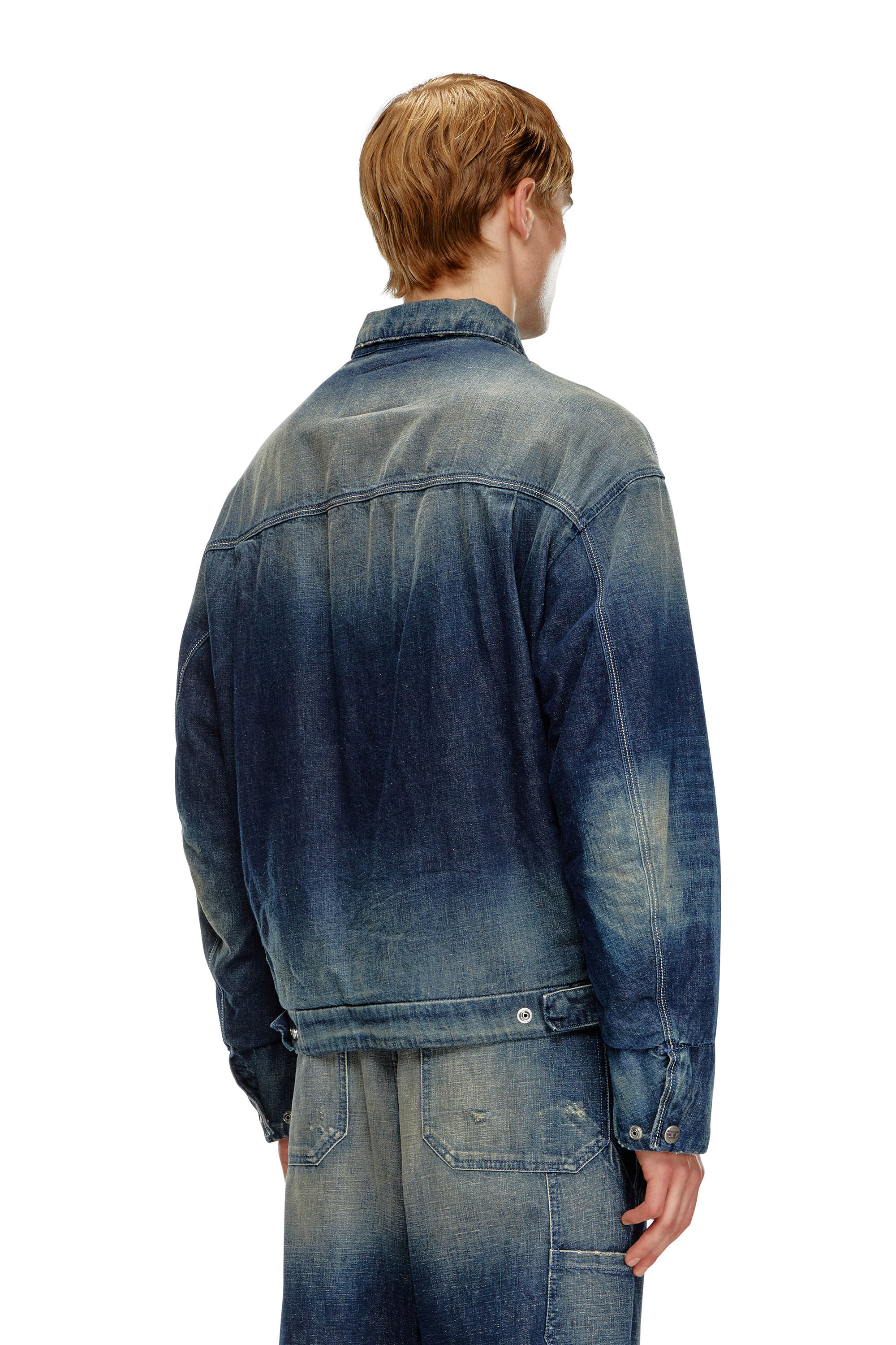 Diesel - D-STACK, Male's Padded jacket in utility-style denim in ダークブルー - 5