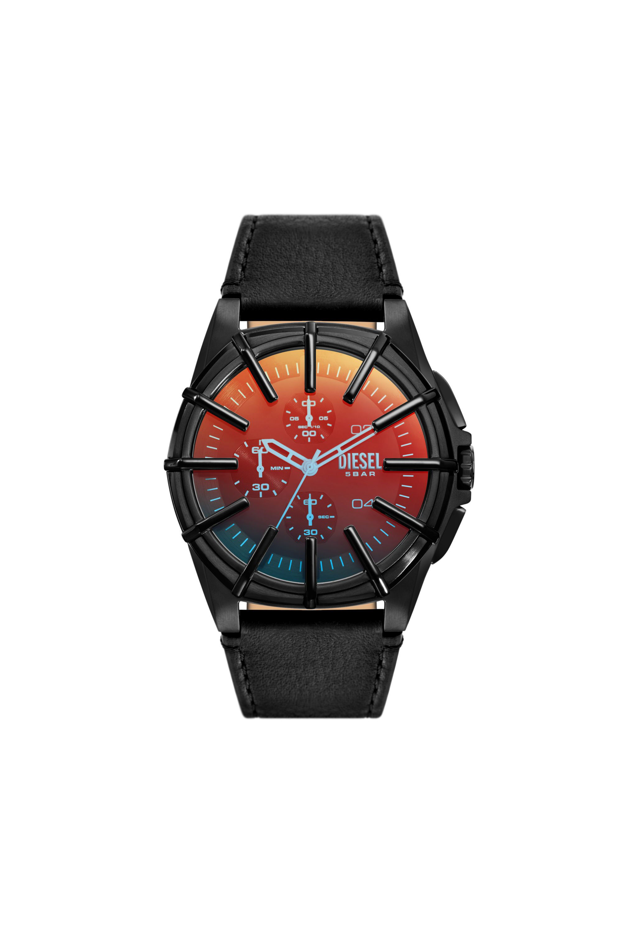 DZ4658 Framed black leather watch｜ブラック｜メンズ｜DIESEL