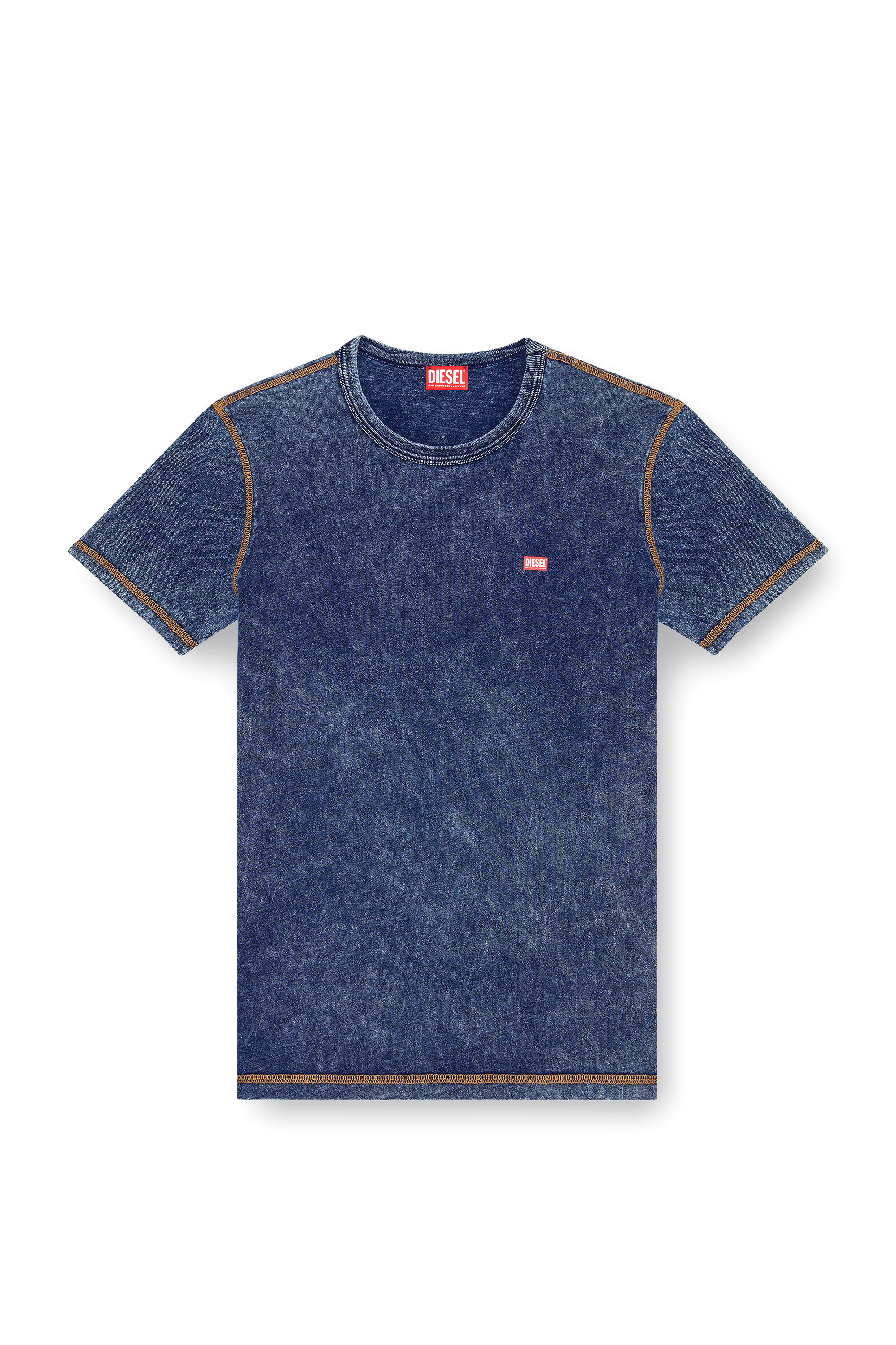 本店は T-ADJUST-Q12 T-shirt with denim effect｜ブルー｜メンズ｜DIESEL トップス