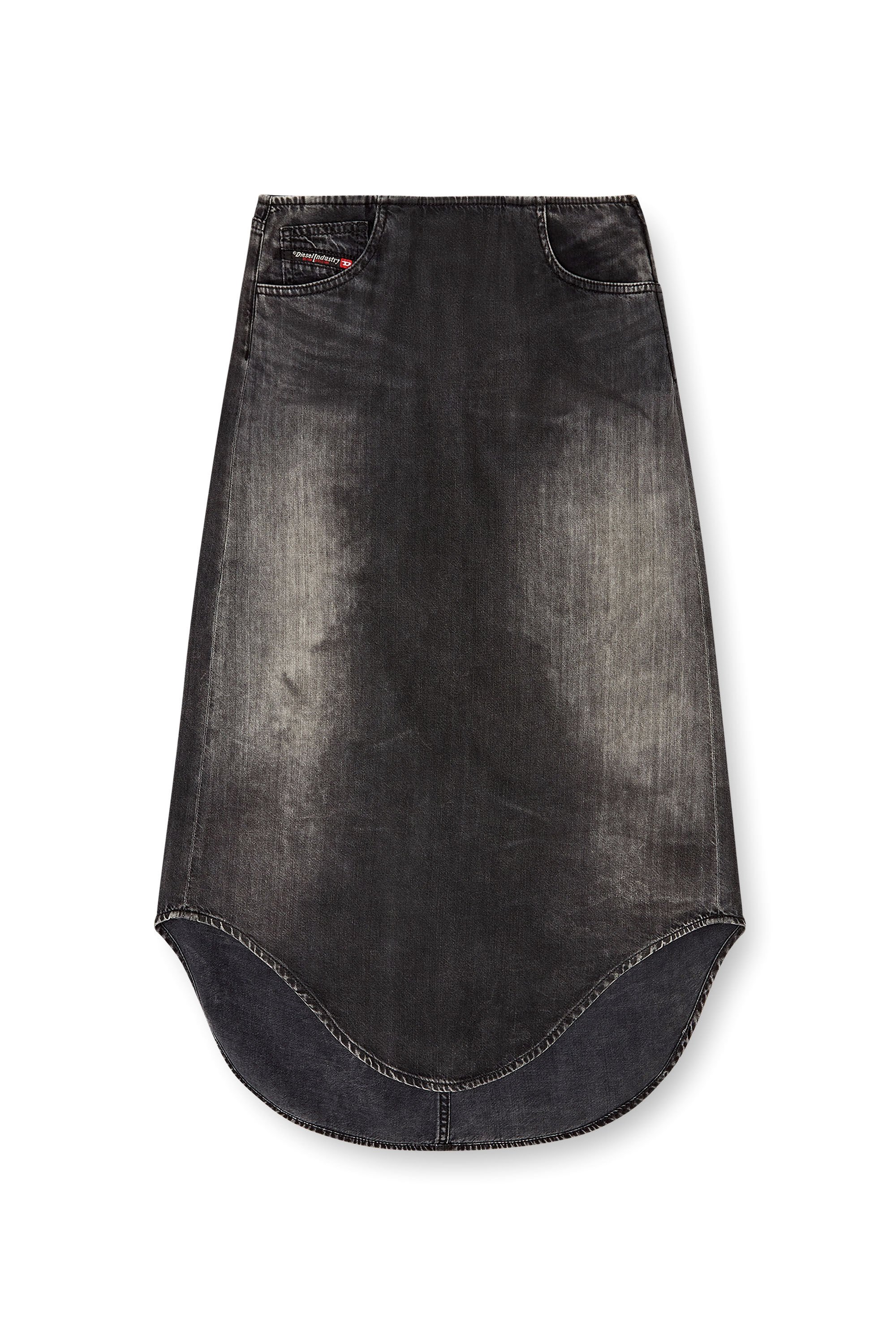 Diesel - DE-PLUMY-S, Female's Denim midi skirt with shadow effect in ブラック - 2