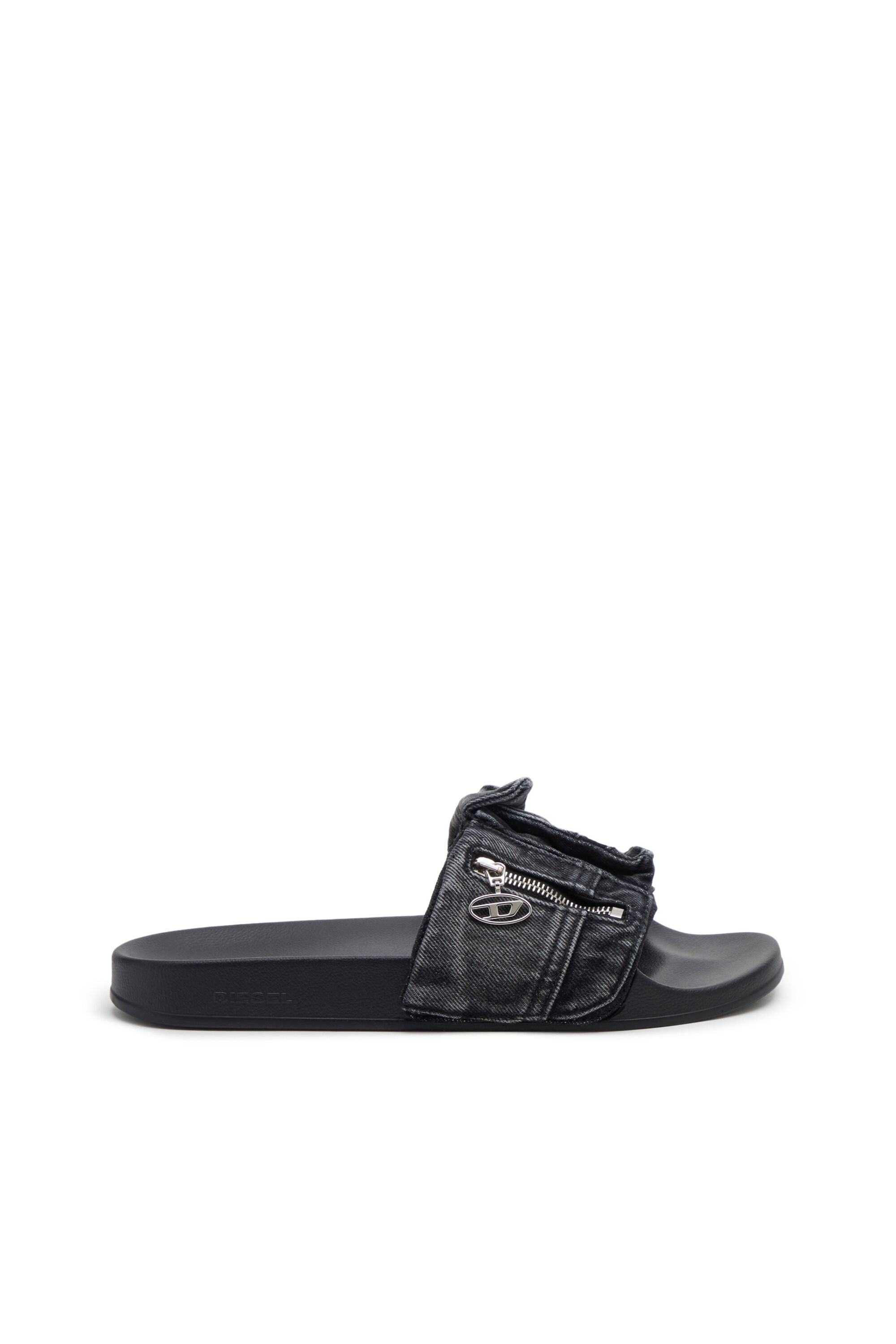Diesel - SA-MAYEMI PK, Male's PU デニム フラットサンダル - Sa-Mayemi PK in ブラック - 1