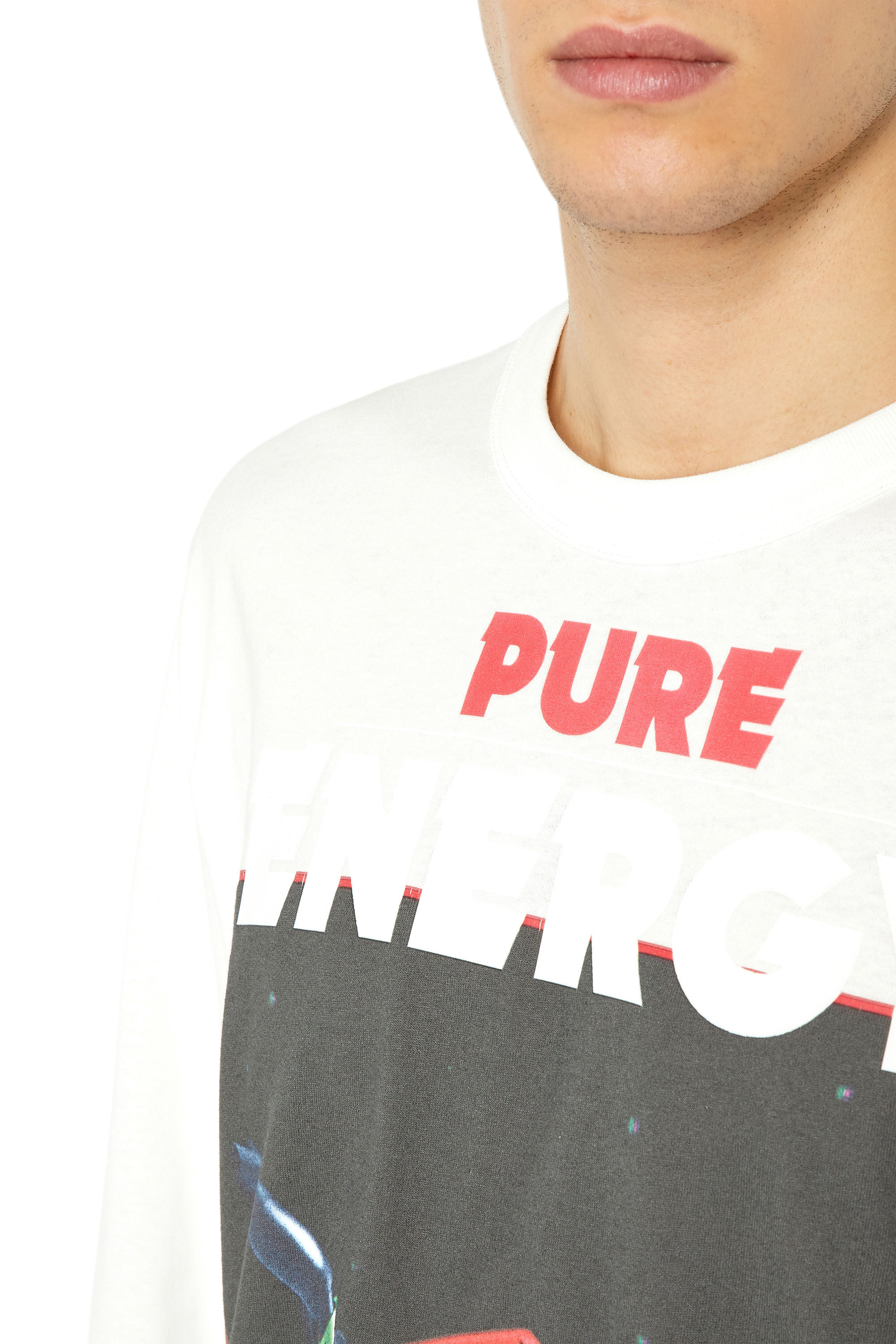 Diesel - T-CRANE-LS-G4, Male's Tシャツ 長そで バックプリント in ホワイト - 4