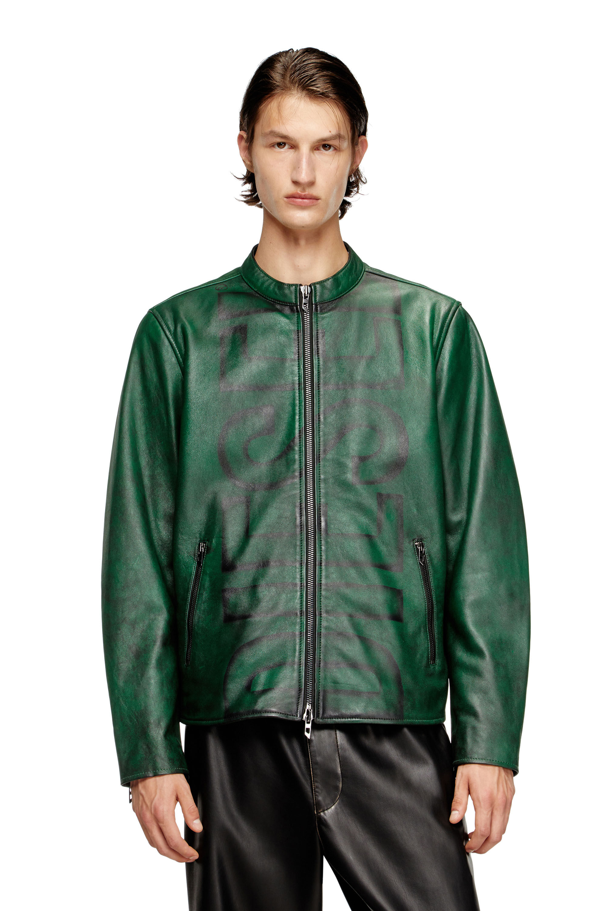 Diesel - L-EVERT-A, Male's レザージャケット in グリーン - 3