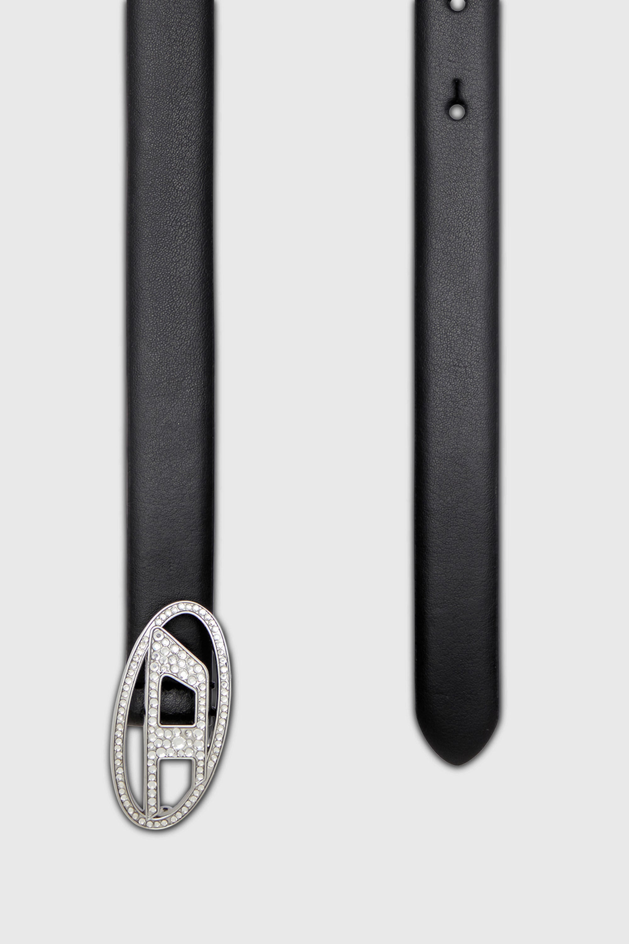 Diesel - B-1DR STRASS 20, Female's 1.9cm slim leather belt with crystal buckle in ブラック - 2