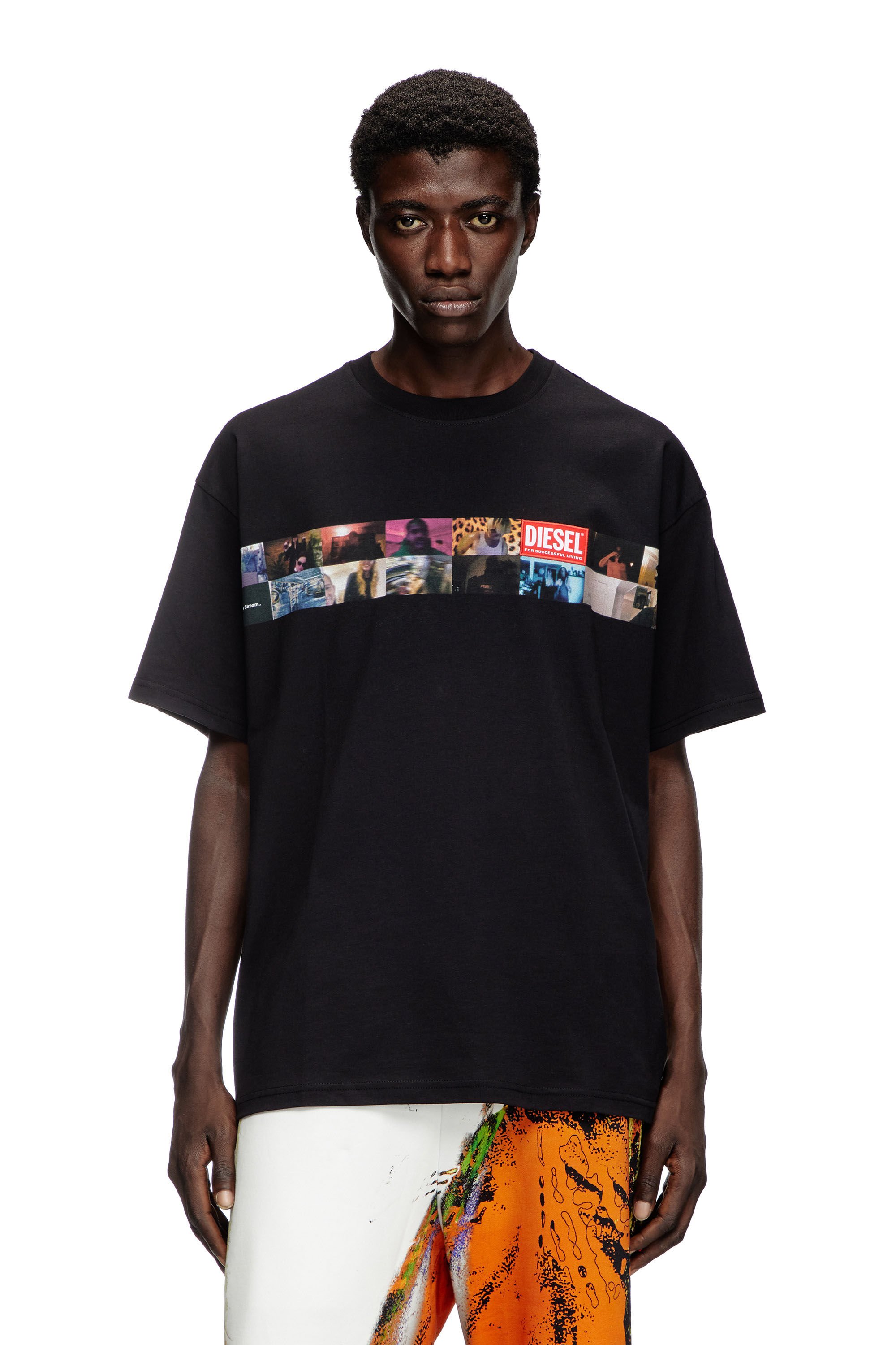 Diesel - T-BOXTY, Male's T-shirt with Livestream print in ブラック - 6