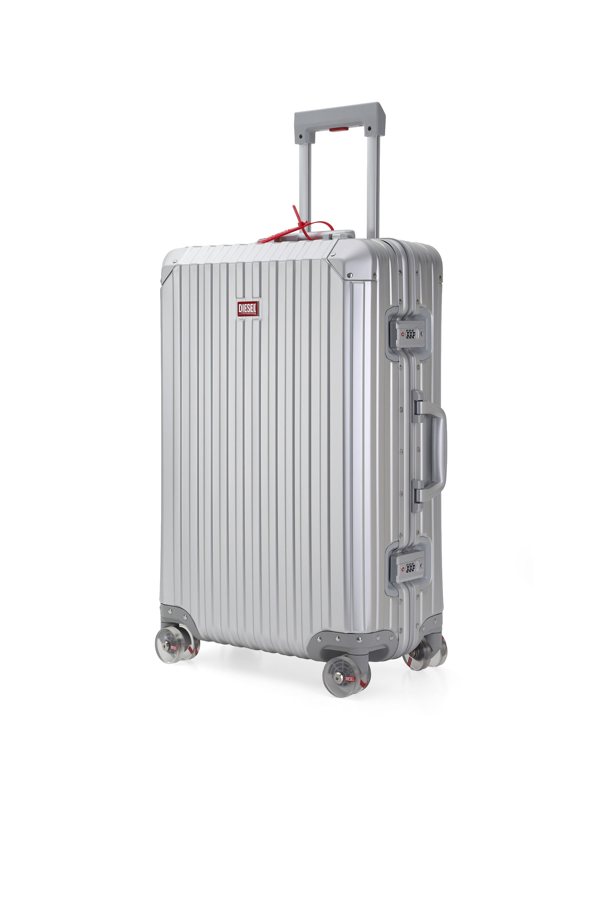 Diesel - DIESEL ALUMINUM TROLLEY- DSL002, Unisex's Aluminum Carry-On Luggage 24" in シルバー - 5