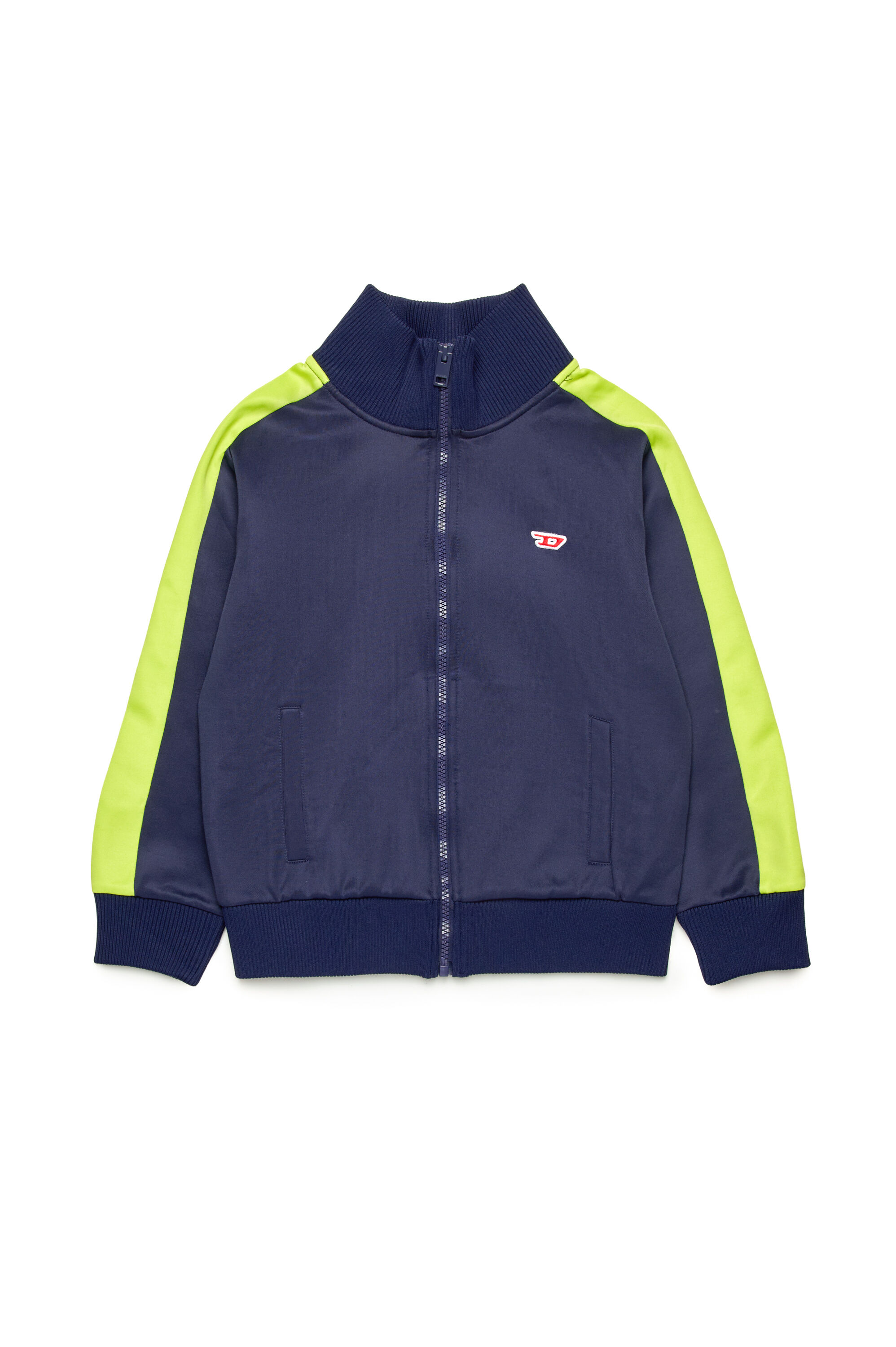 Diesel - SLOCKERN1, Male's Track jacket with neon bands in ダークブルー - 1