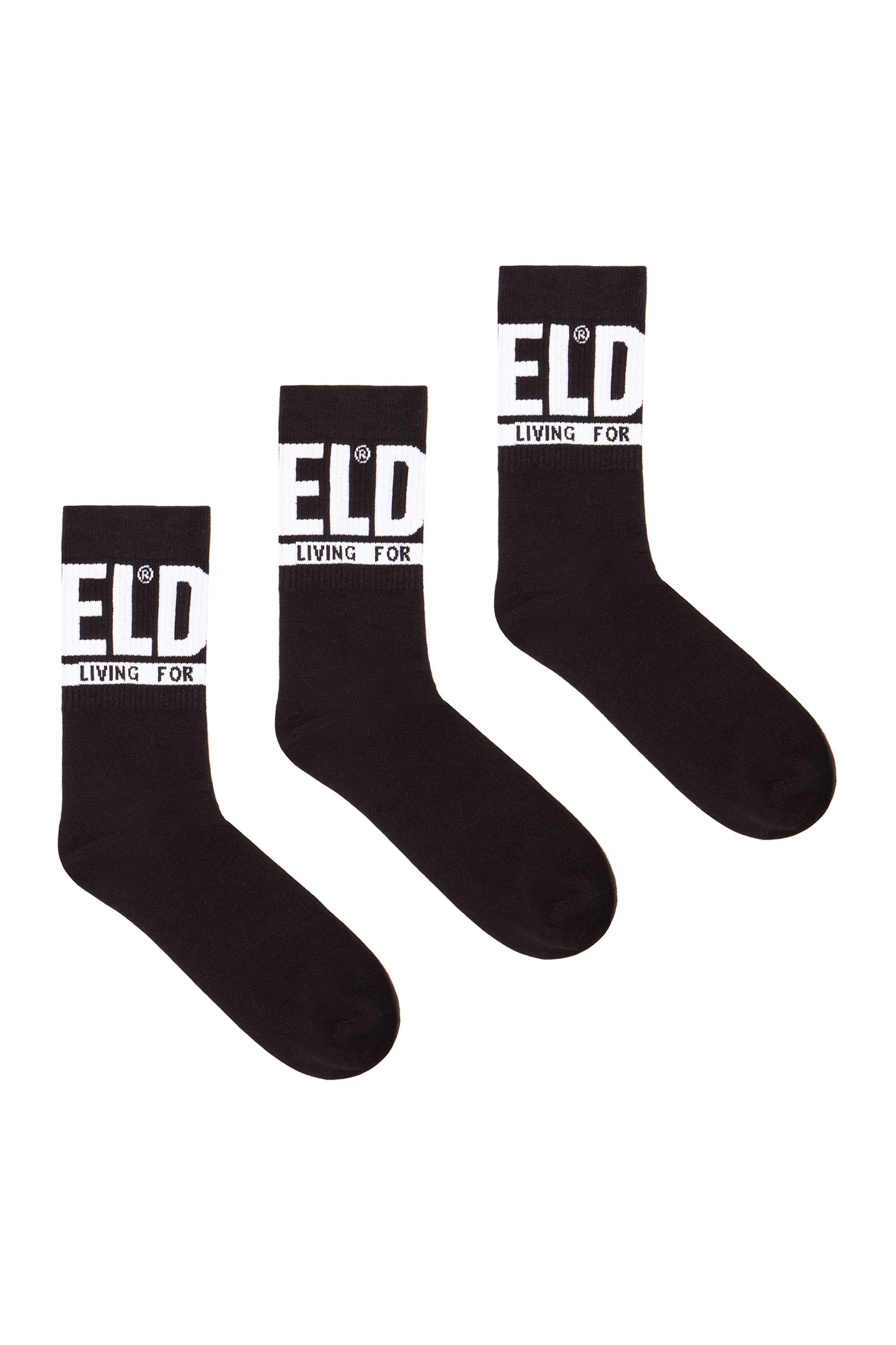 Diesel - SKM-RAY-THREEPACK, Male's 3-pack of logo cuff socks in ブラック - 1
