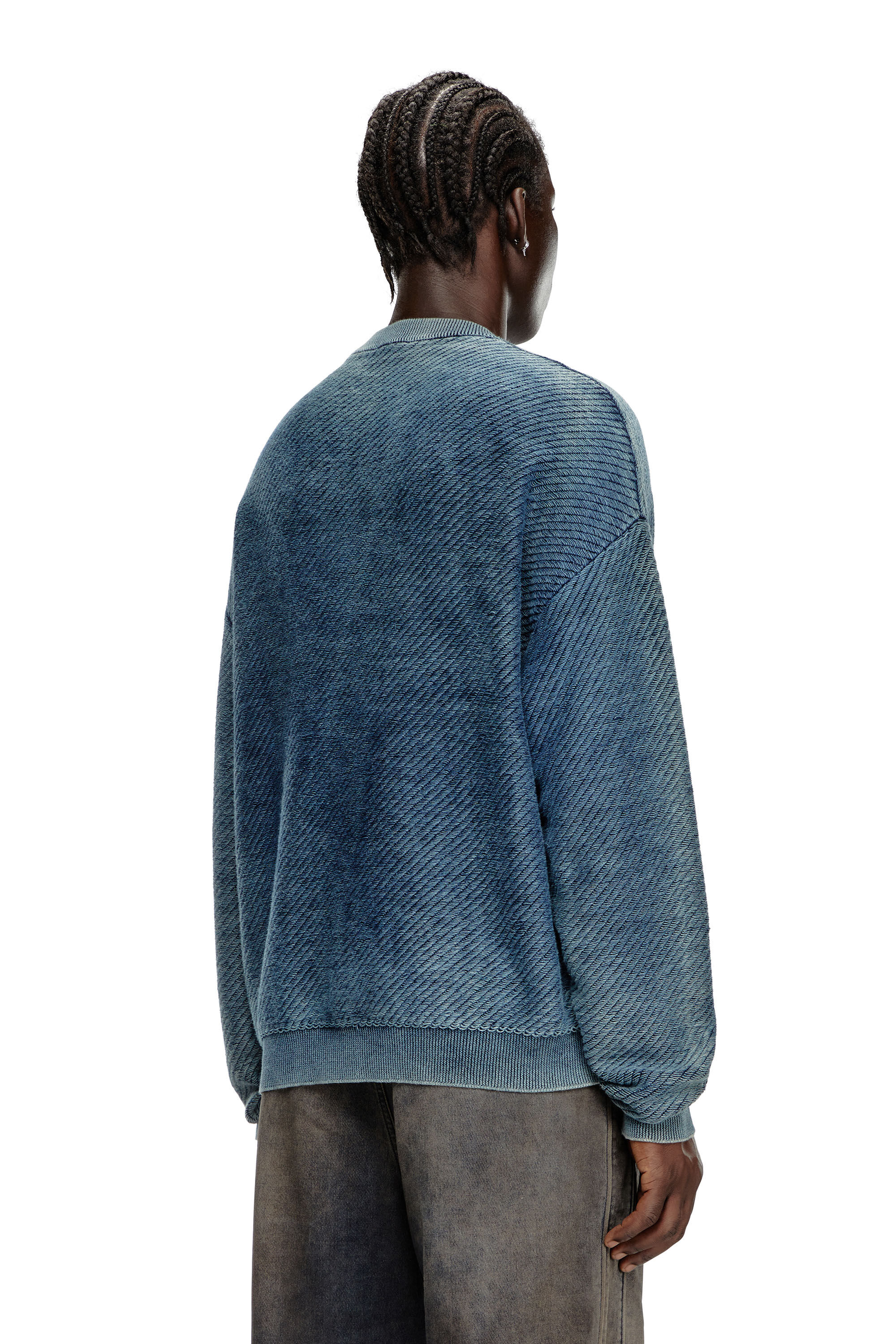 K-KLEVERY Denim-effect jumper in cotton｜ブルー｜メンズ｜DIESEL