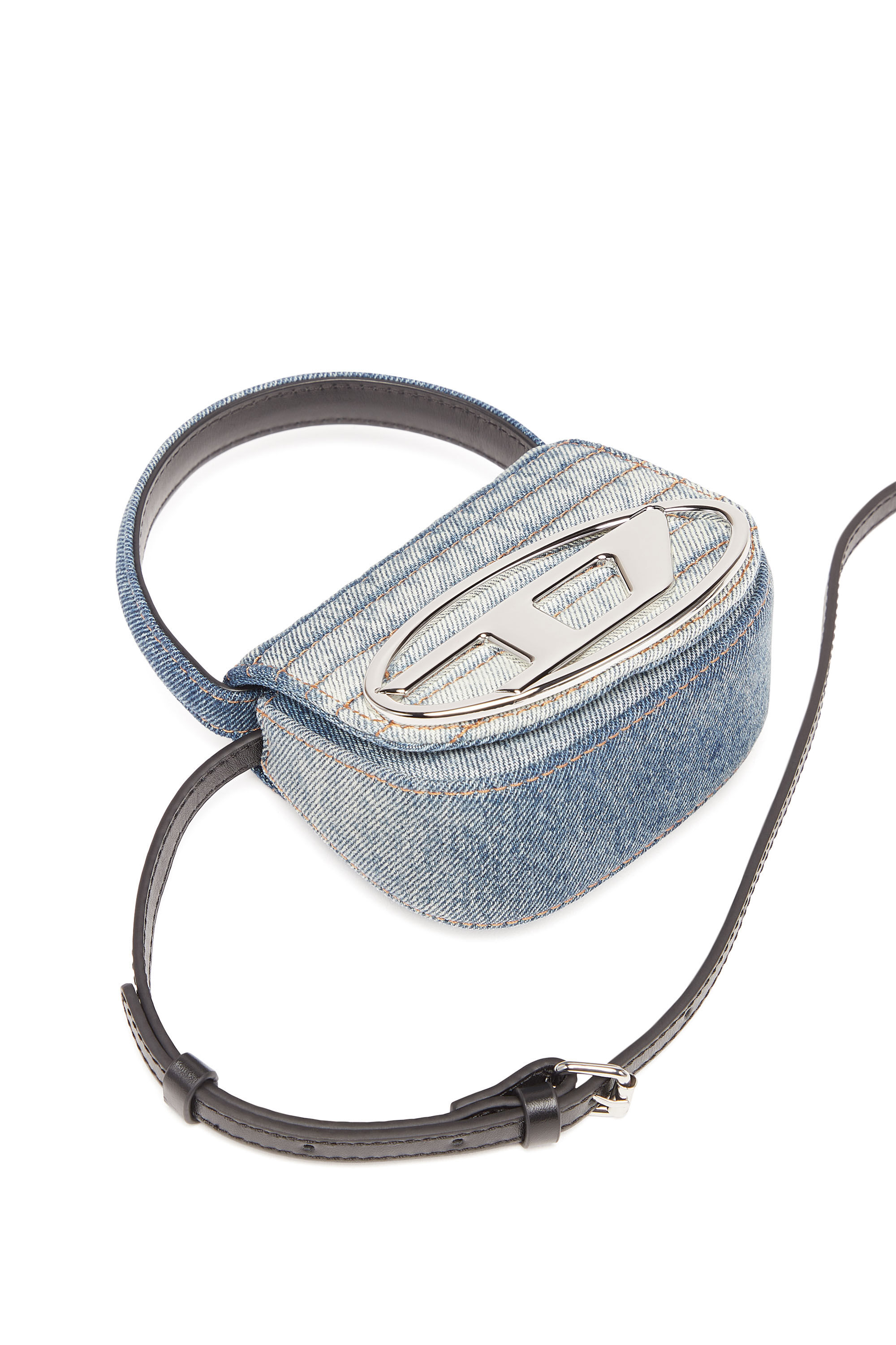 Diesel - 1DR XS, Female's デニムショルダーバッグXS in ブルー/ホワイト - 6