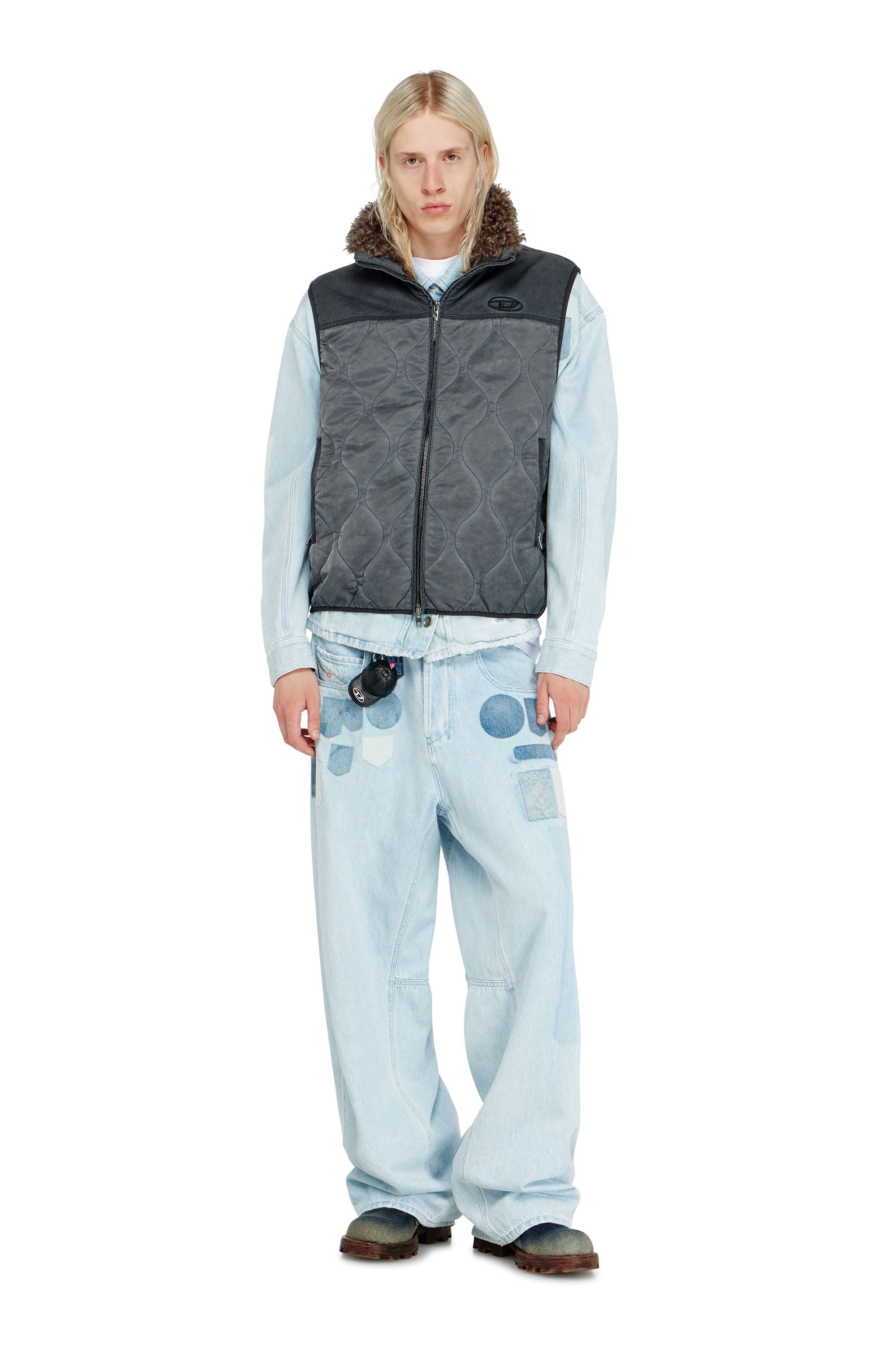Diesel - J-ALVAR, Male's ジップアップベスト in ダークグレー - 1