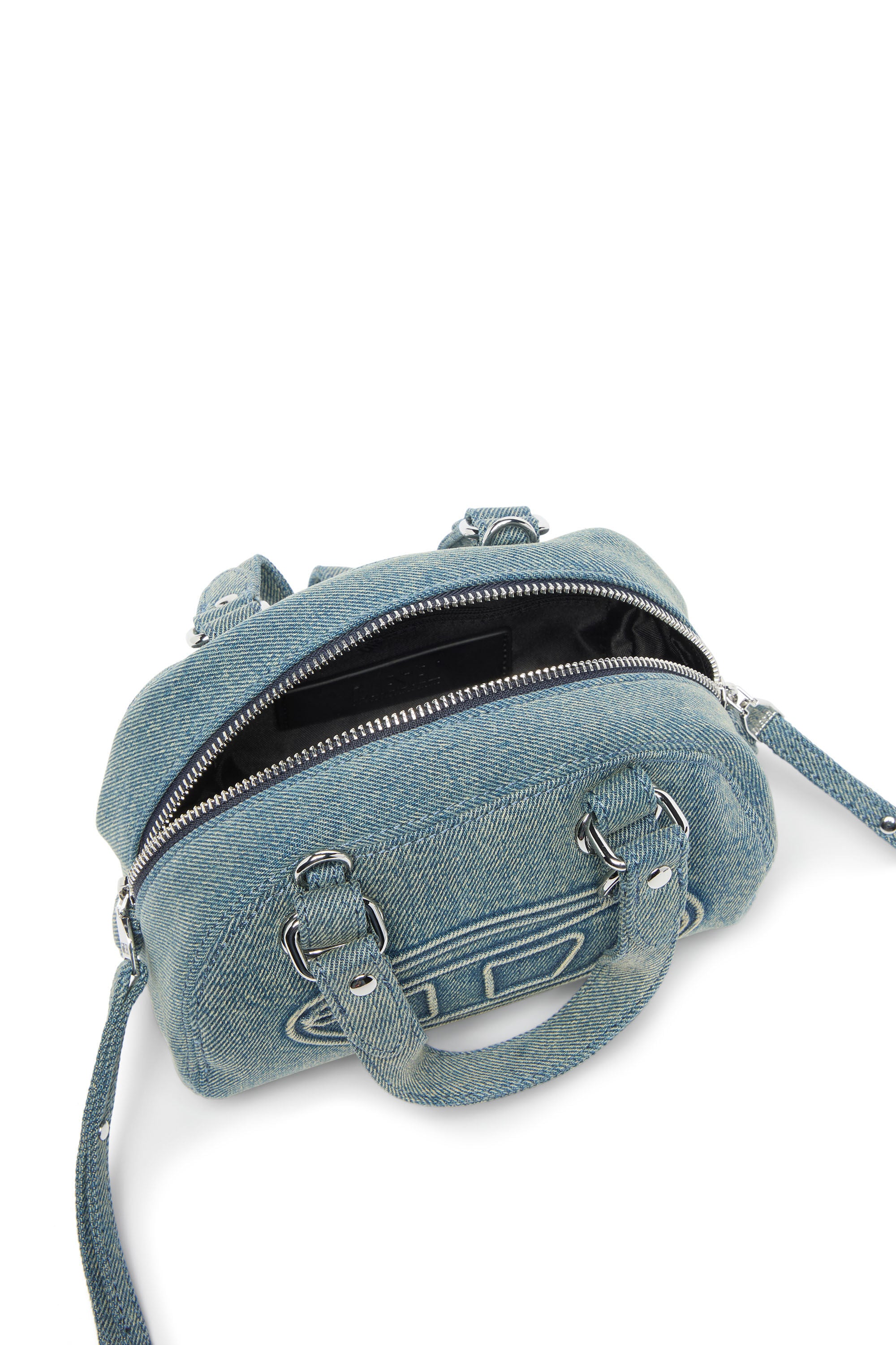 Diesel - 1DR DOME SOFT CROSSBODY, Unisex's 1DR Dome-Small bowling bag in denim with Oval D logo in ライトブルー - 4